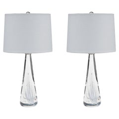 Pair of Kosta Swedish Modern Glass Table Lamps
