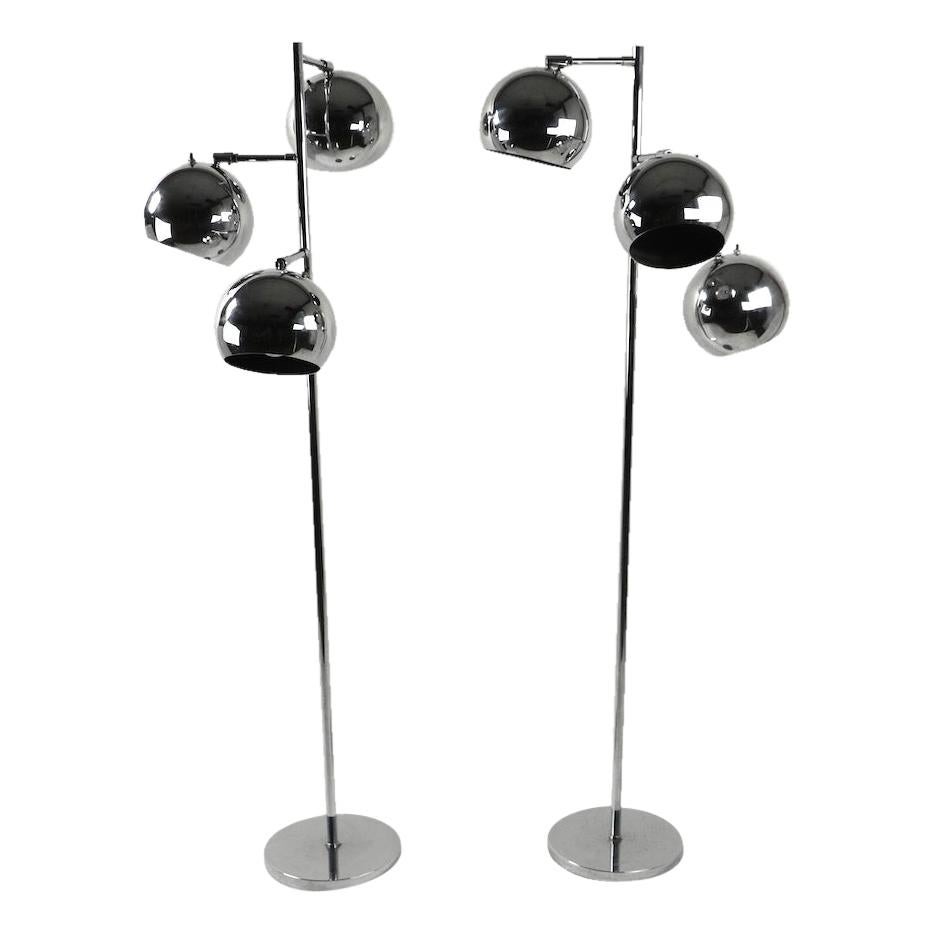 Pair of Kotch and Lowy Chrome Ball Lamps
