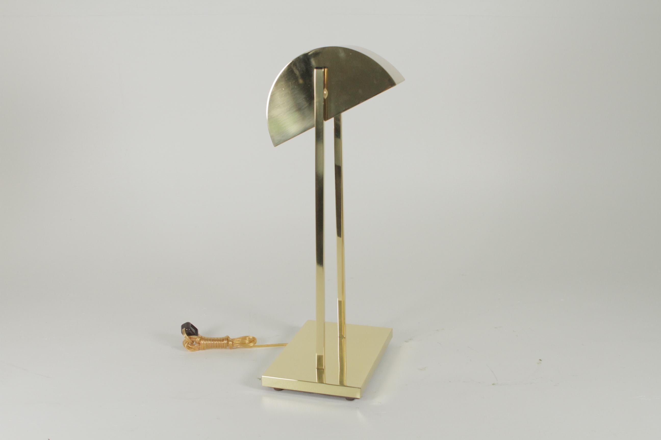 Pair of Kovacs Lighting Brass Demilune Shade Desk Lamps 1
