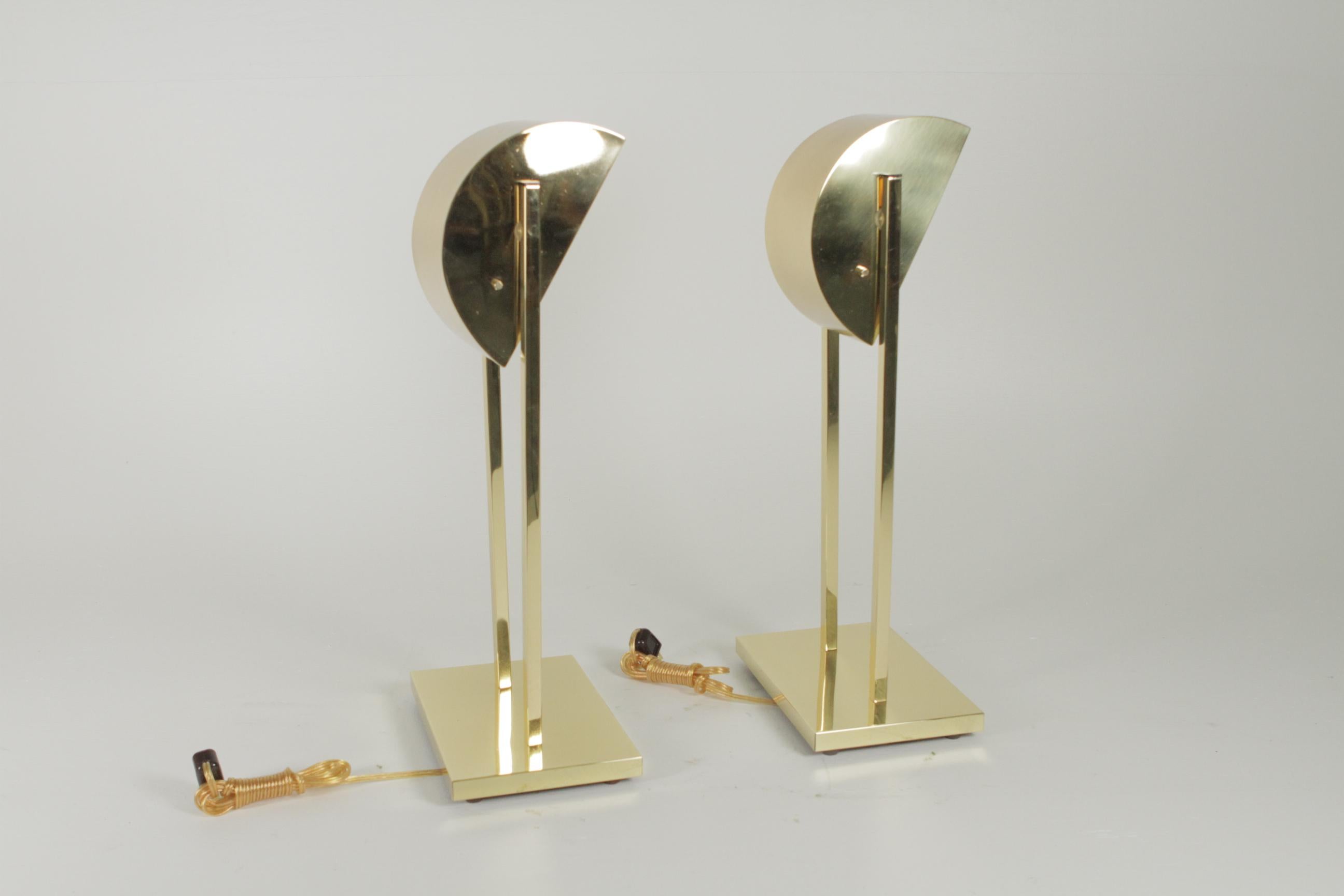 Pair of Kovacs Lighting Brass Demilune Shade Desk Lamps 5