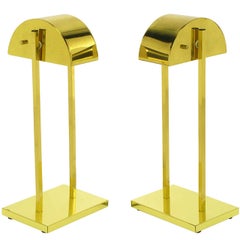 Pair of Kovacs Lighting Brass Demilune Shade Desk Lamps