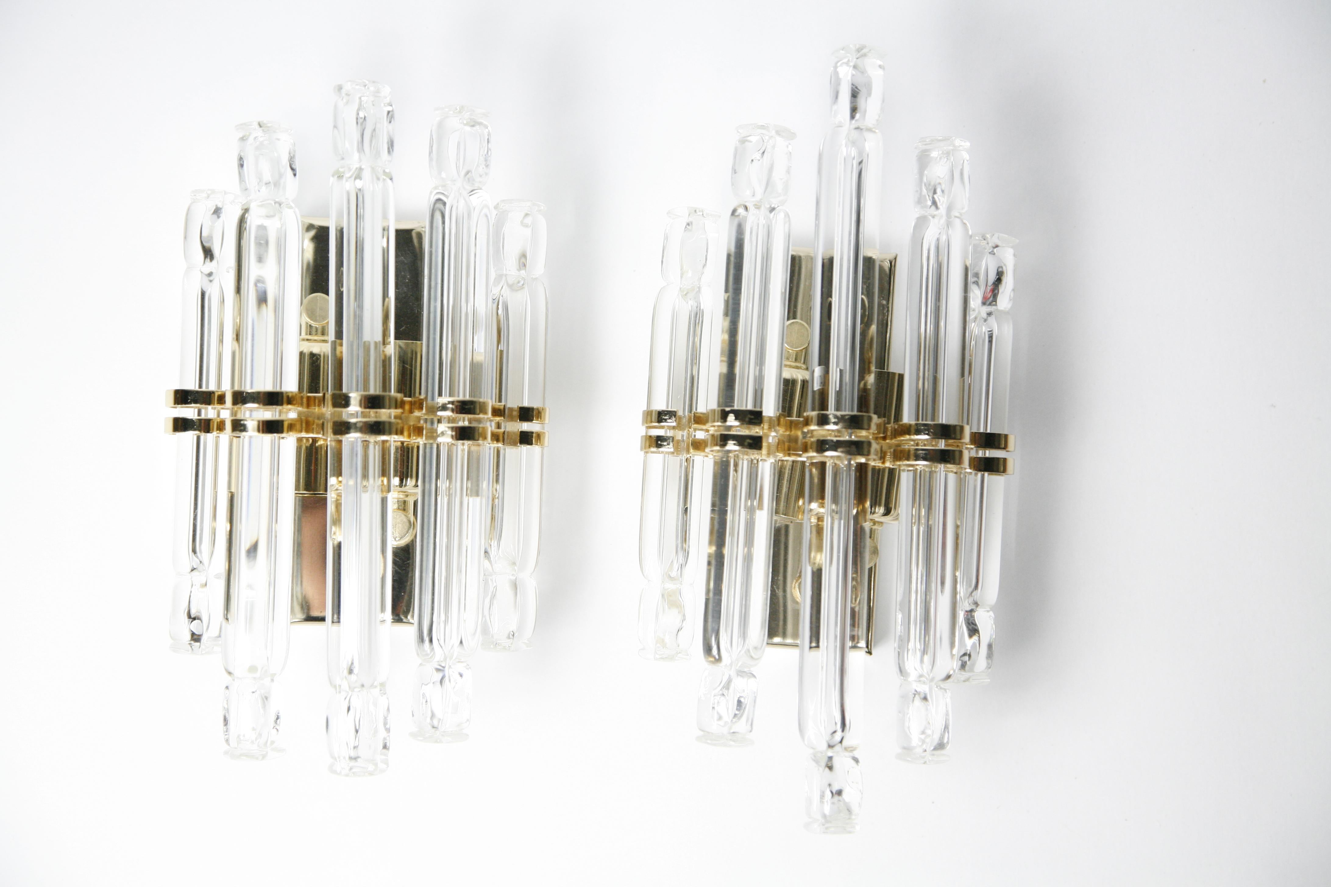 Pair of Kowatz Crystal Rod  Sconces, Germany, 1980 For Sale 3