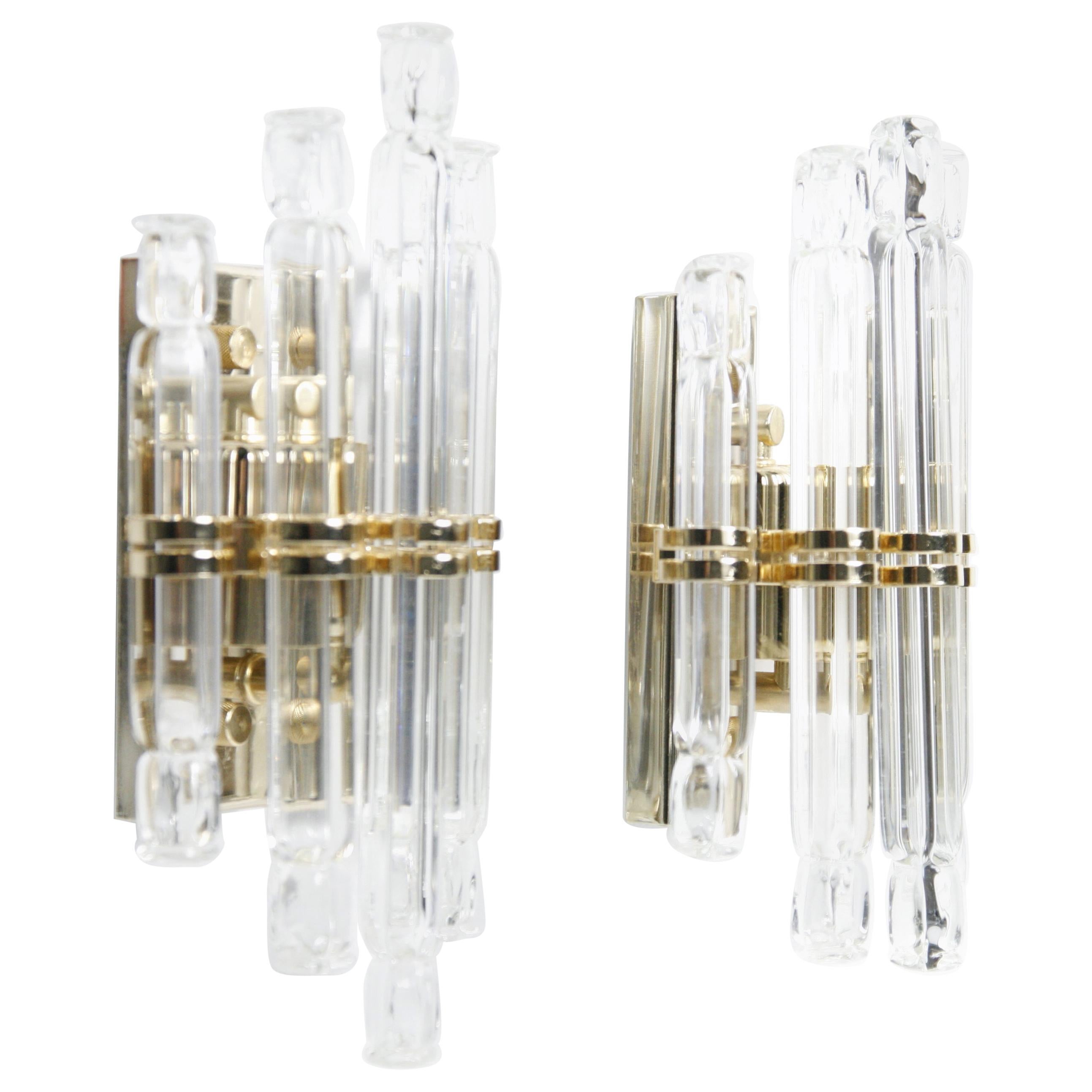 Pair of Kowatz Crystal Rod  Sconces, Germany, 1980 For Sale