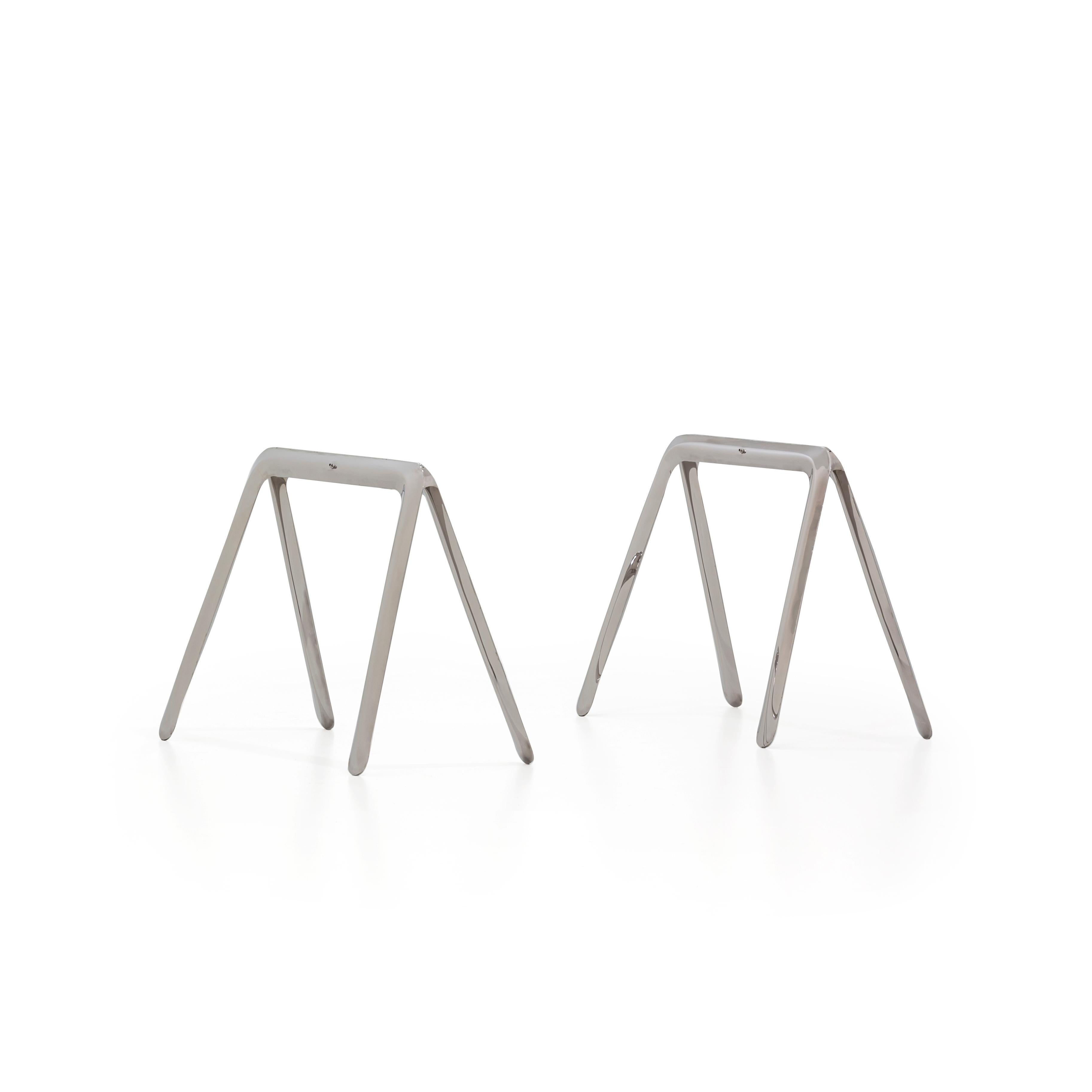 Polish Pair of Koza Trestles in Stainless Steel by Zieta For Sale