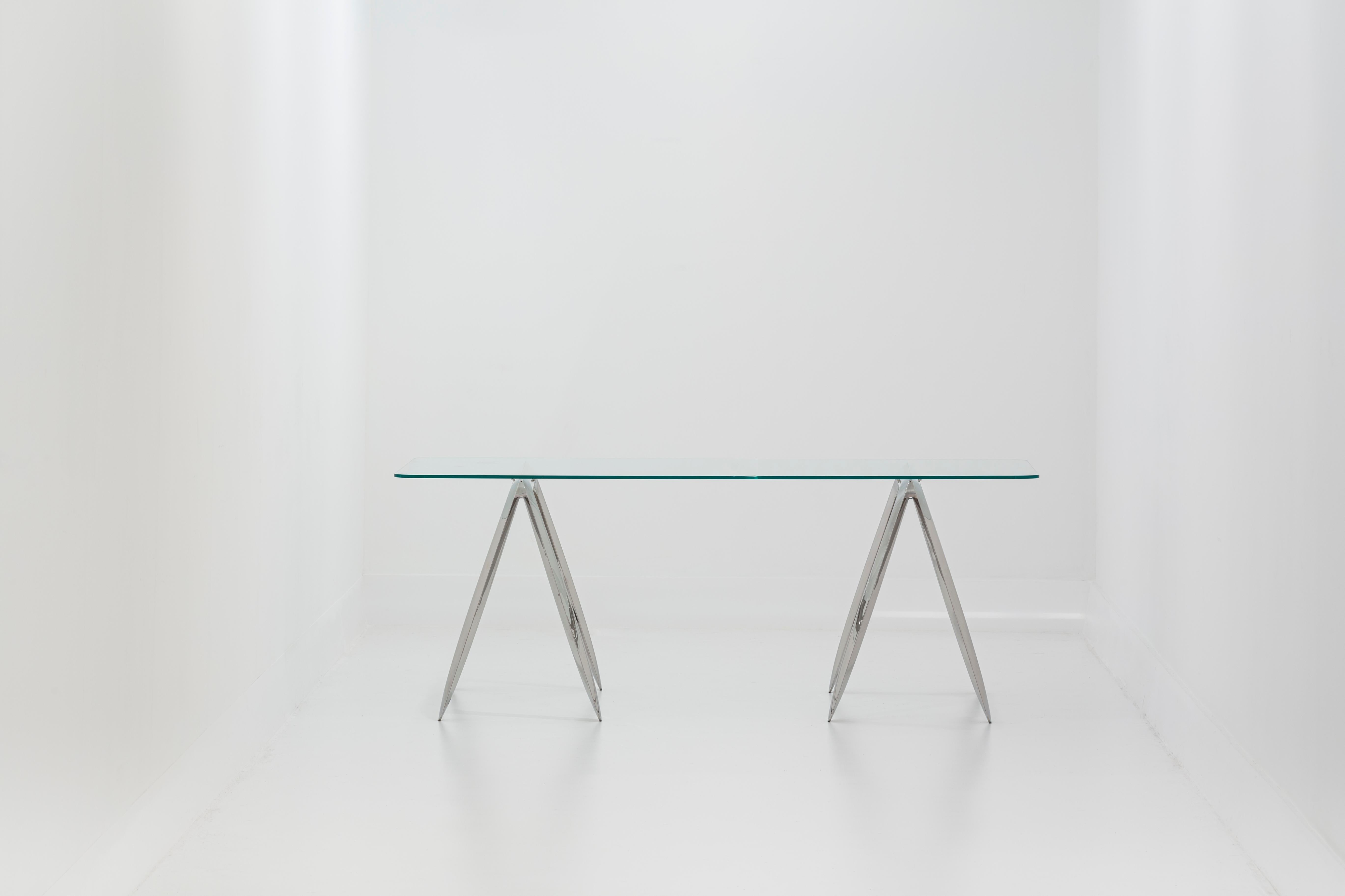 Pair of Koza Trestles in Stainless Steel by Zieta In New Condition For Sale In Geneve, CH