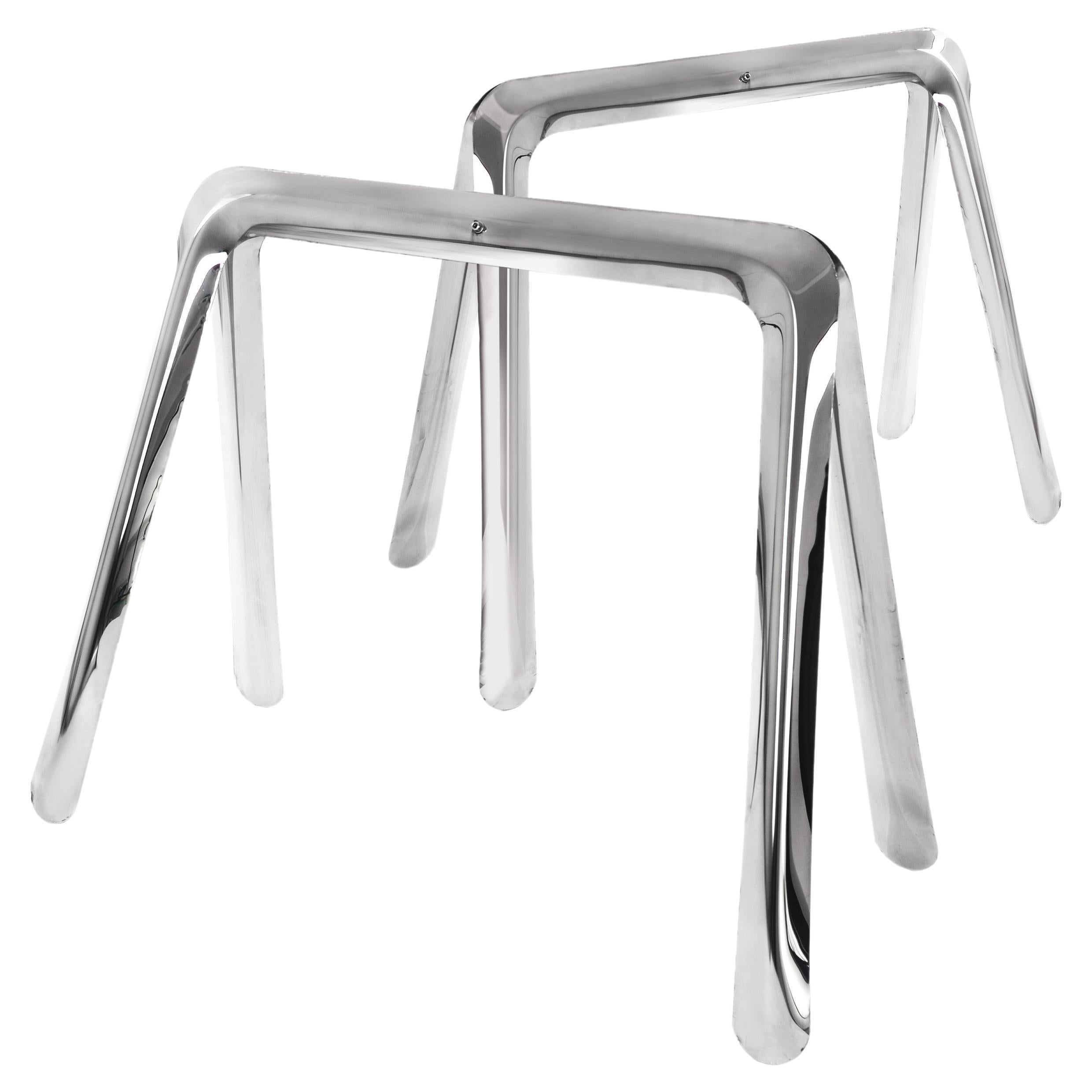 Pair of Koza Trestles in Stainless Steel by Zieta For Sale