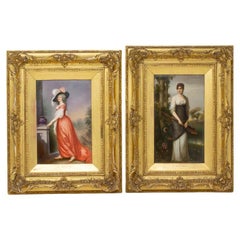 Coppia di placchette in porcellana KPM Porcelain Franz Wagner firmate con scettro Mark Wagner XIX secolo