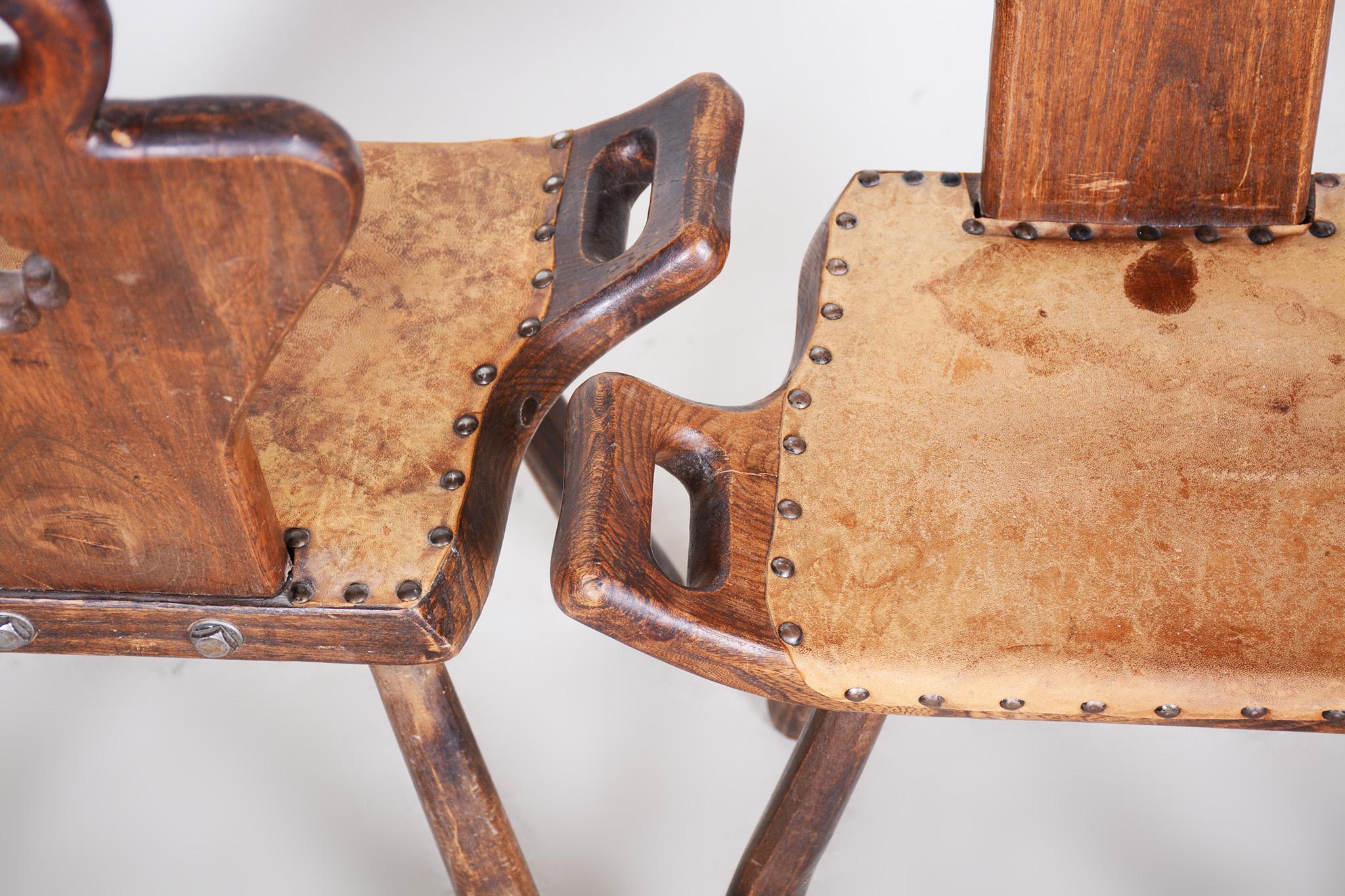 Pair of Krásná Jizba Art Deco Chairs, 1940s Czechia For Sale 6