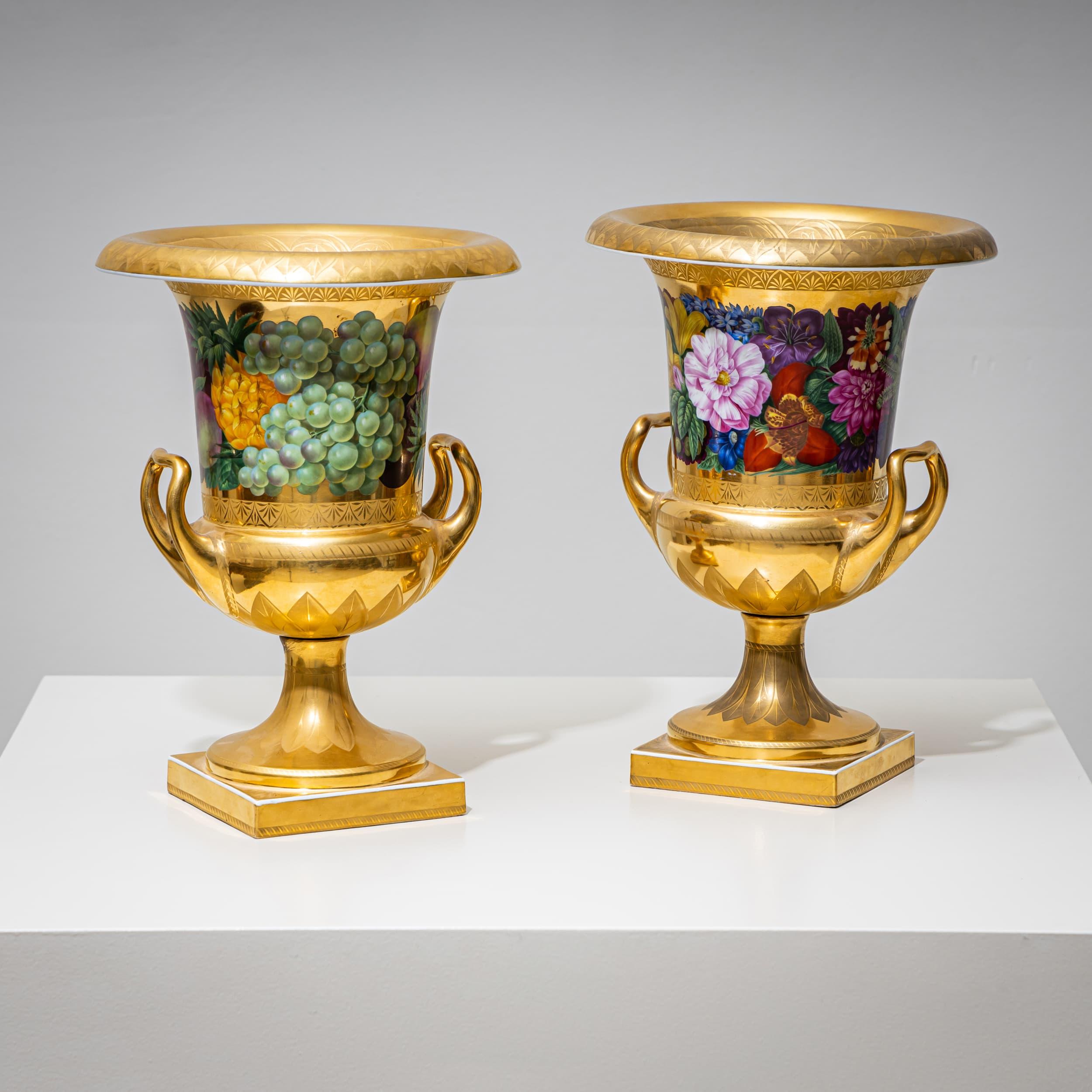 Coppia di vasi Krater w. Decorazioni floreali e di frutta, K.K. Schinkel, KPM, Berlino 1825 in vendita 5