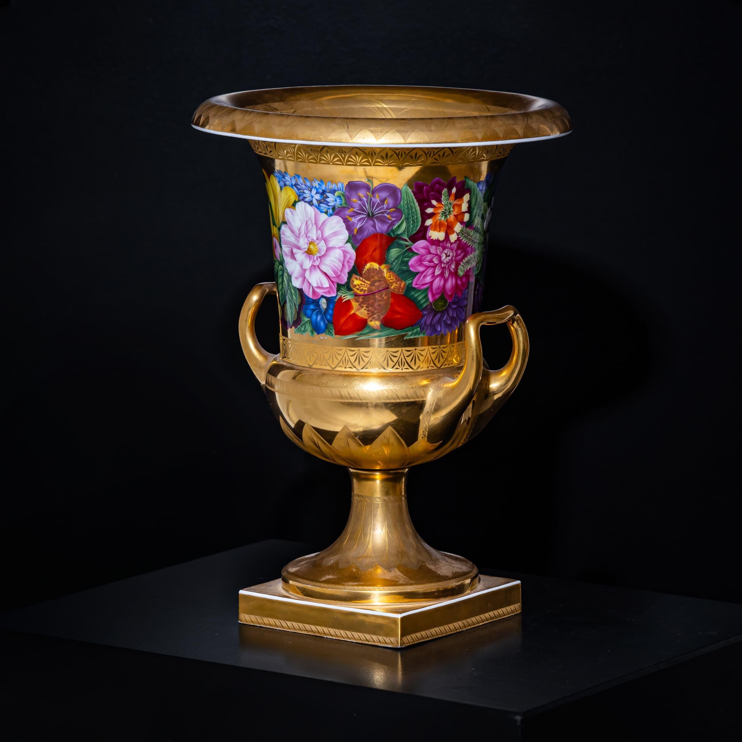 Coppia di vasi Krater w. Decorazioni floreali e di frutta, K.K. Schinkel, KPM, Berlino 1825 in vendita 1
