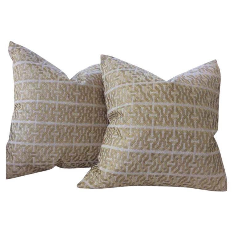 Pair of Kravet Couture Barbara Barry "Ceylon" Pillows in Platinum 
Cream