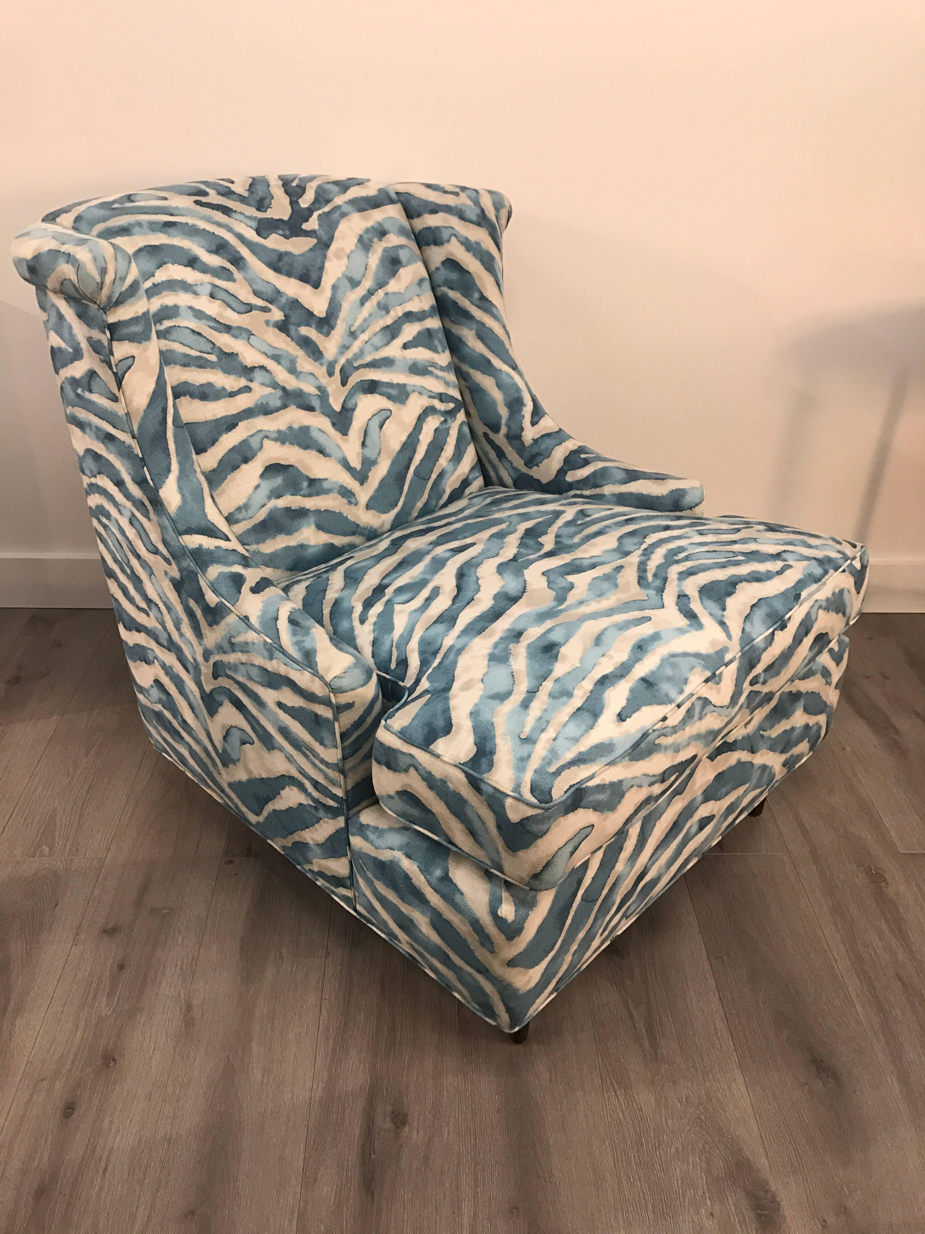 blue animal print chair