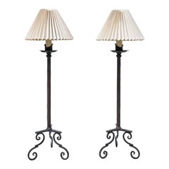 Pair of Kreiss Contemporary Forged Iron Floor Lamps