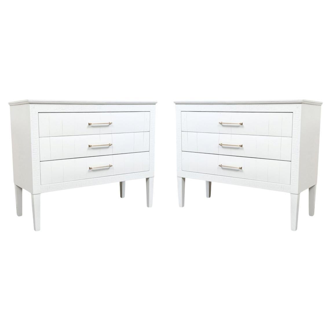 Pair Of Kreiss Furniture Light Grey Paint Decorated Credenzas For Sale
