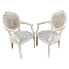 Paire de fauteuils de salle à manger Kreiss Luxury Italian Regency Faux Bois Twig, 1990