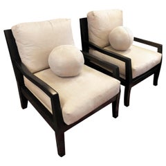 Pair of Kreiss Suede Lounge Chairs