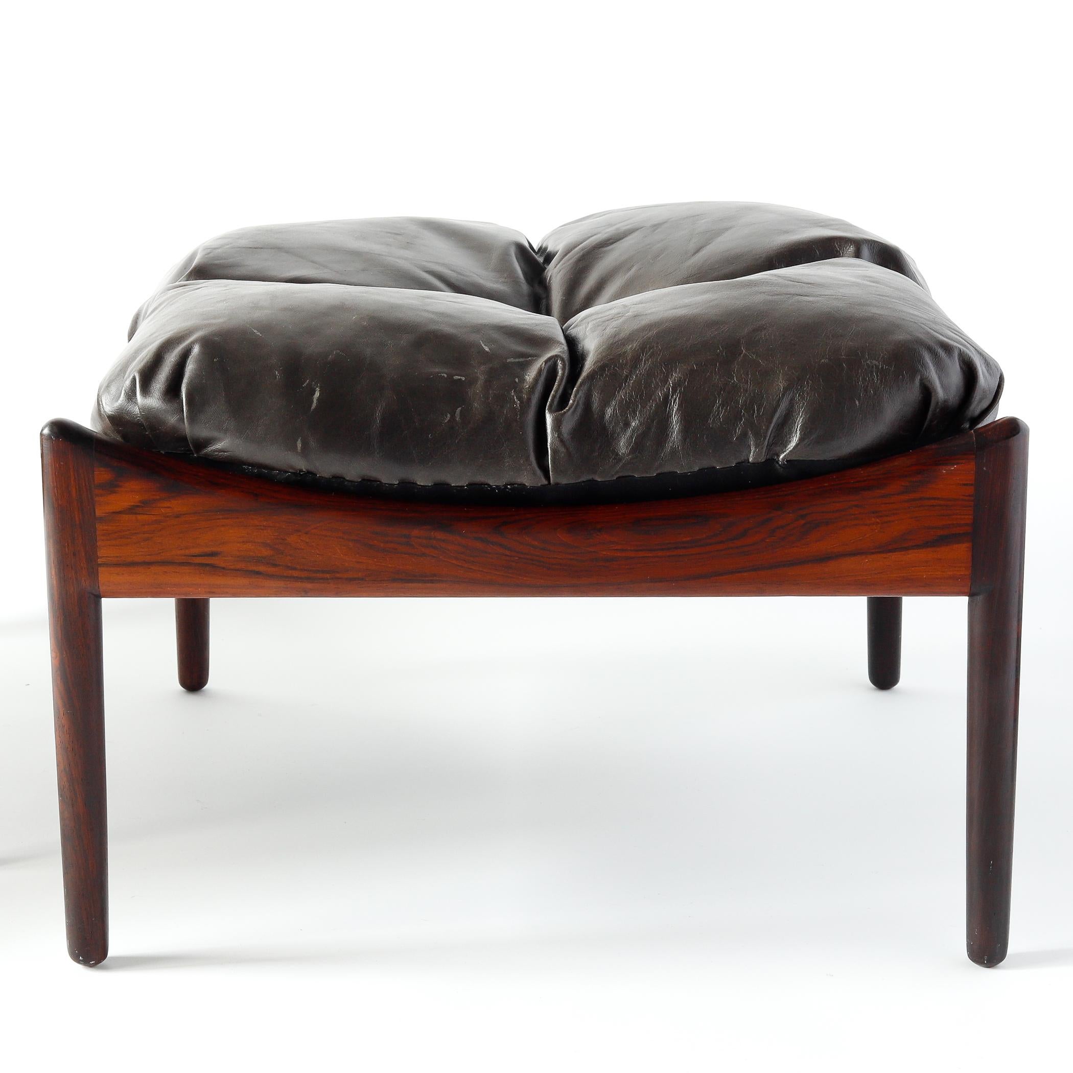 Pair of Kristian Vedel Rosewood Modus Ottomans, Soren Willadsen Danish Stools In Good Condition For Sale In Raleigh, NC