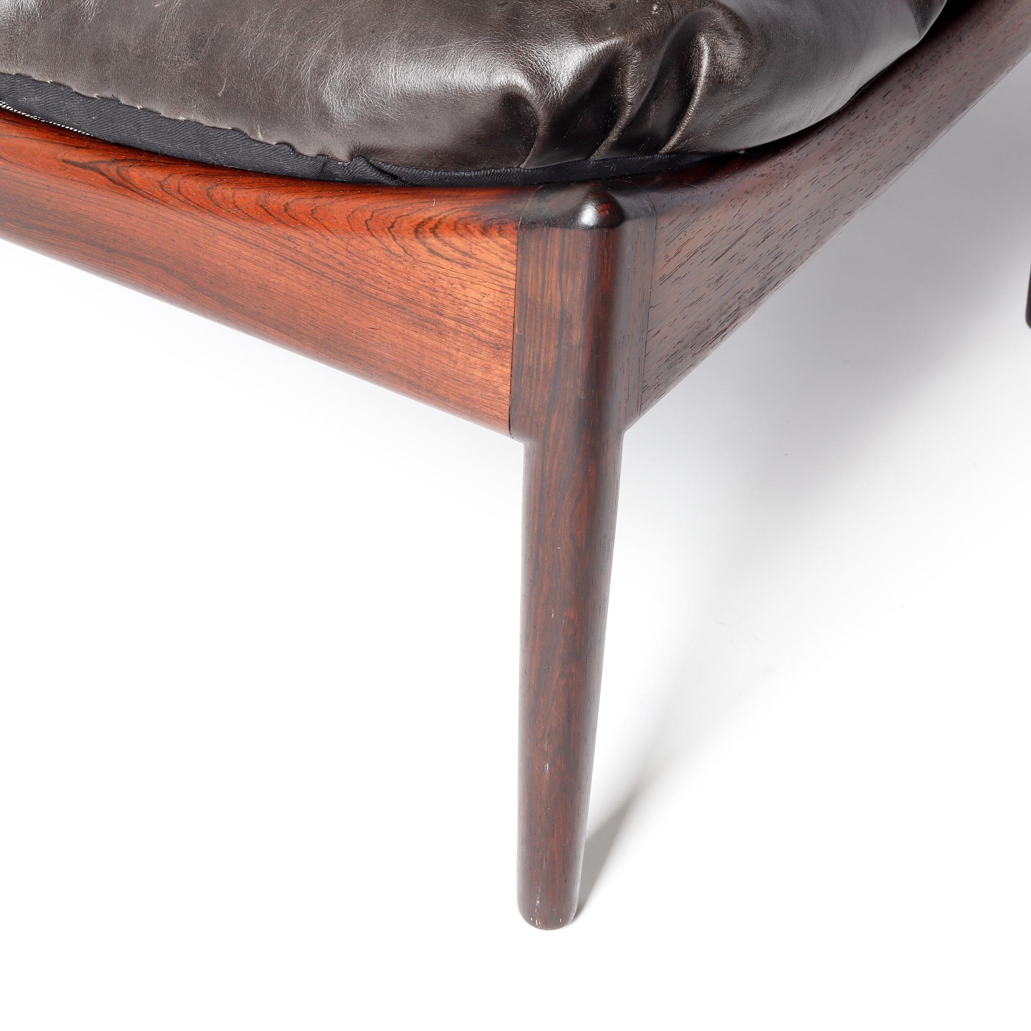 Pair of Kristian Vedel Rosewood Modus Ottomans with Brown Leather Upholstery  im Zustand „Gut“ im Angebot in Raleigh, NC