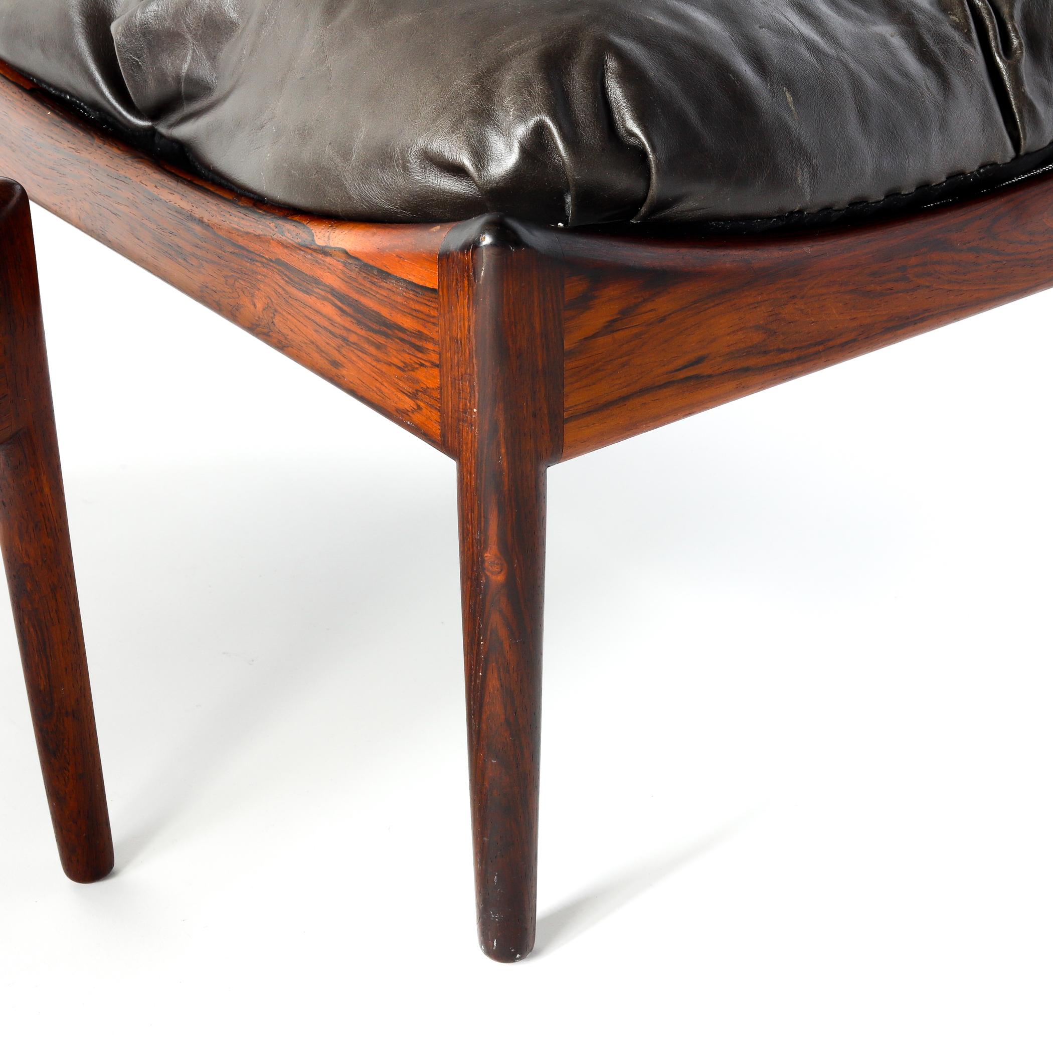 Leather Pair of Kristian Vedel Rosewood Modus Ottomans, Soren Willadsen Danish Stools For Sale