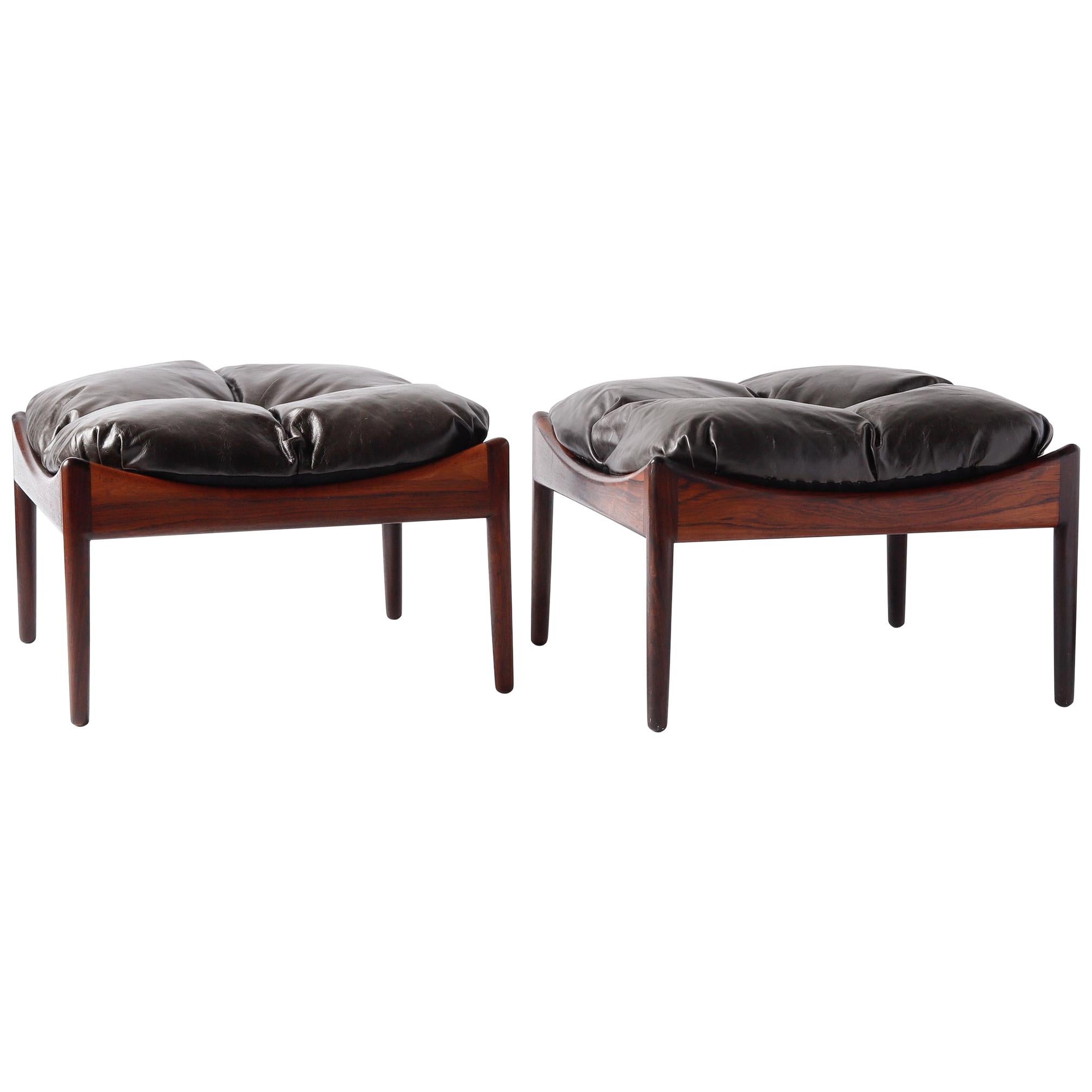 Pair of Kristian Vedel Rosewood Modus Ottomans, Soren Willadsen Danish Stools For Sale