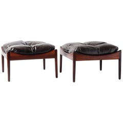 Retro Pair of Kristian Vedel Rosewood Modus Ottomans, Soren Willadsen Danish Stools