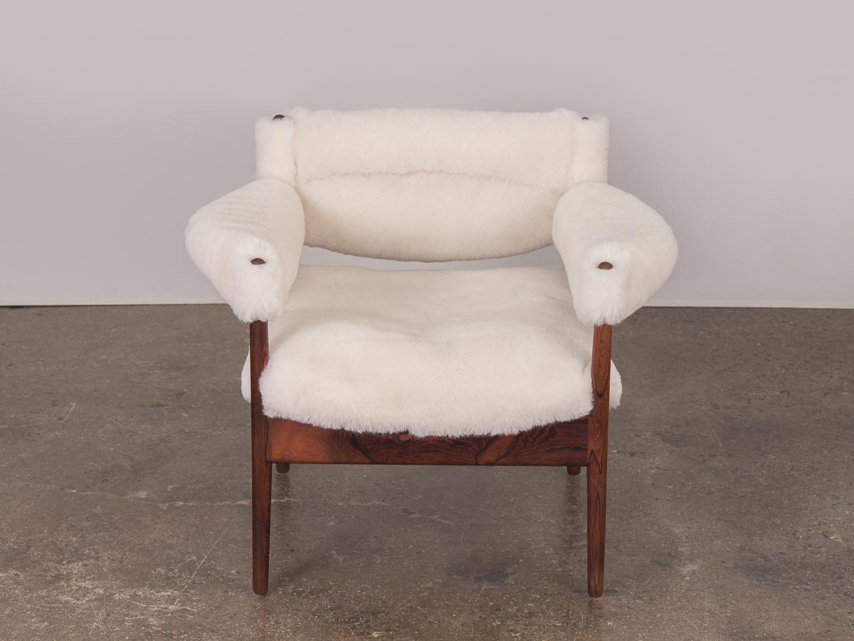 Mid-Century Modern Paire de chaises longues Modus Kristian Vedel à dossier bas en peau de mouton  en vente