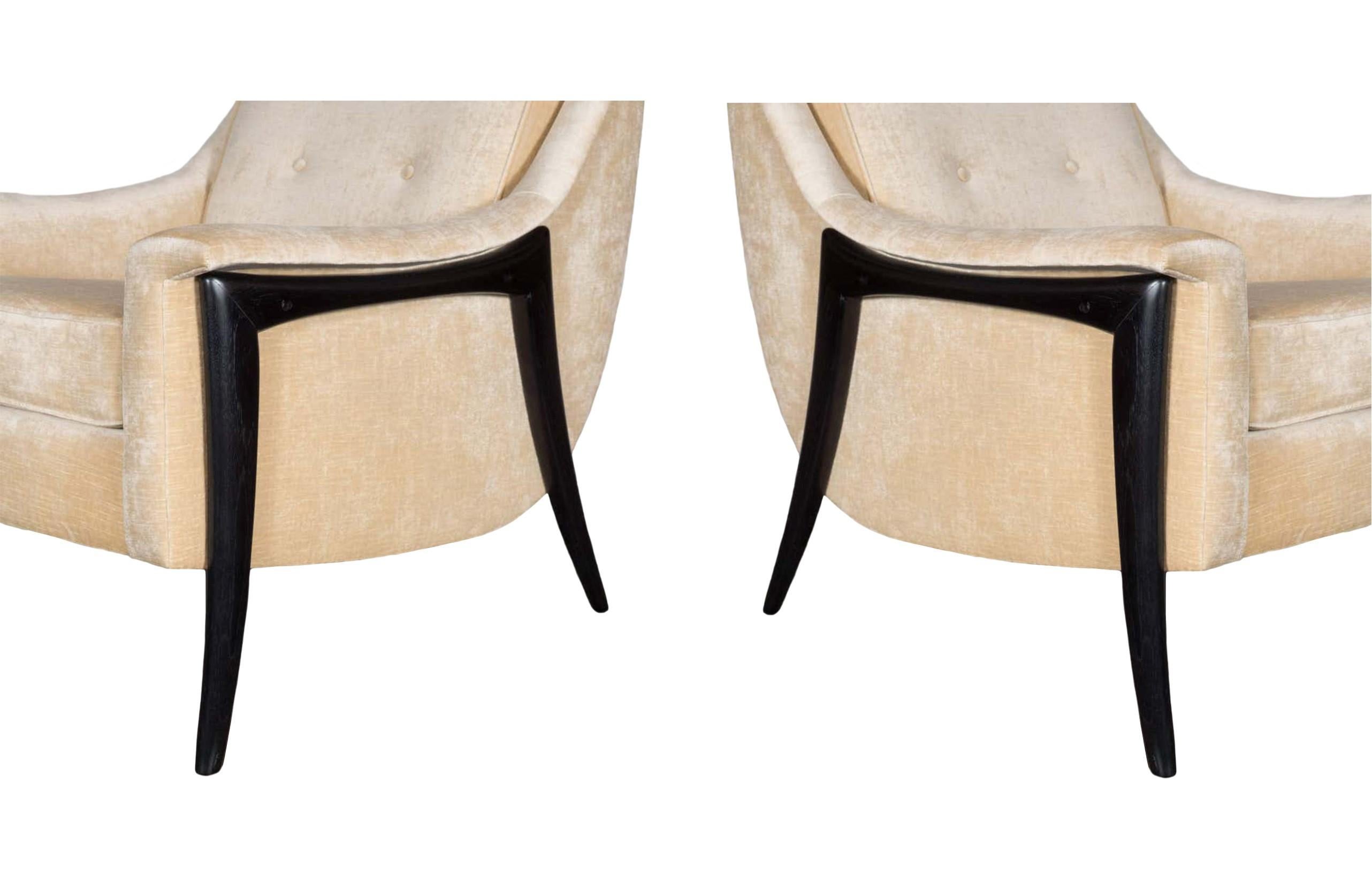Paar Kroehler-Stühle in skulpturaler Form, modernistischer Stil, restauriert (Moderne der Mitte des Jahrhunderts) im Angebot