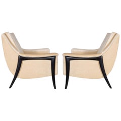 Vintage Pair of Kroehler Clean Modernist Sculptural Form Chairs, Restored