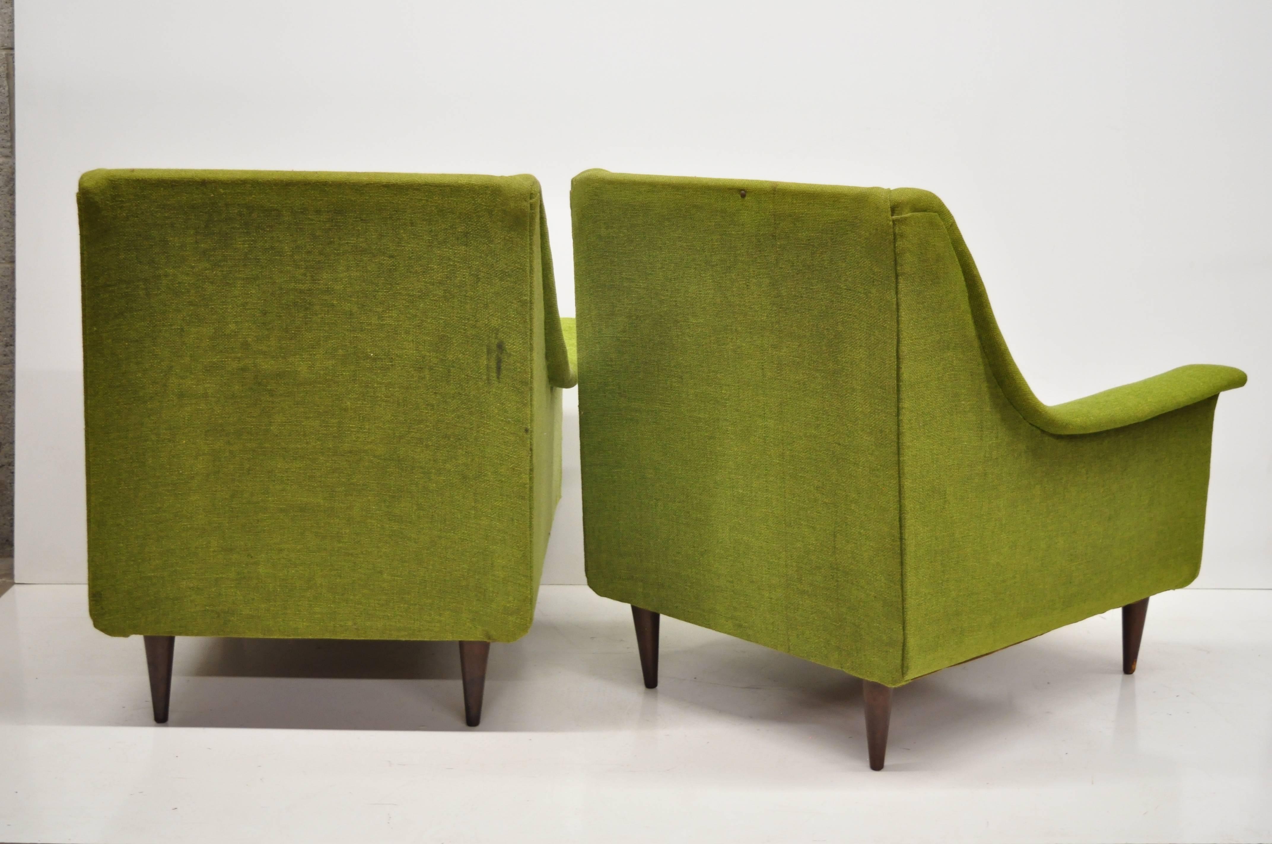 Pair of Kroehler Mid-Century Modern Sculptural Club Lounge Chairs after Pearsall 1