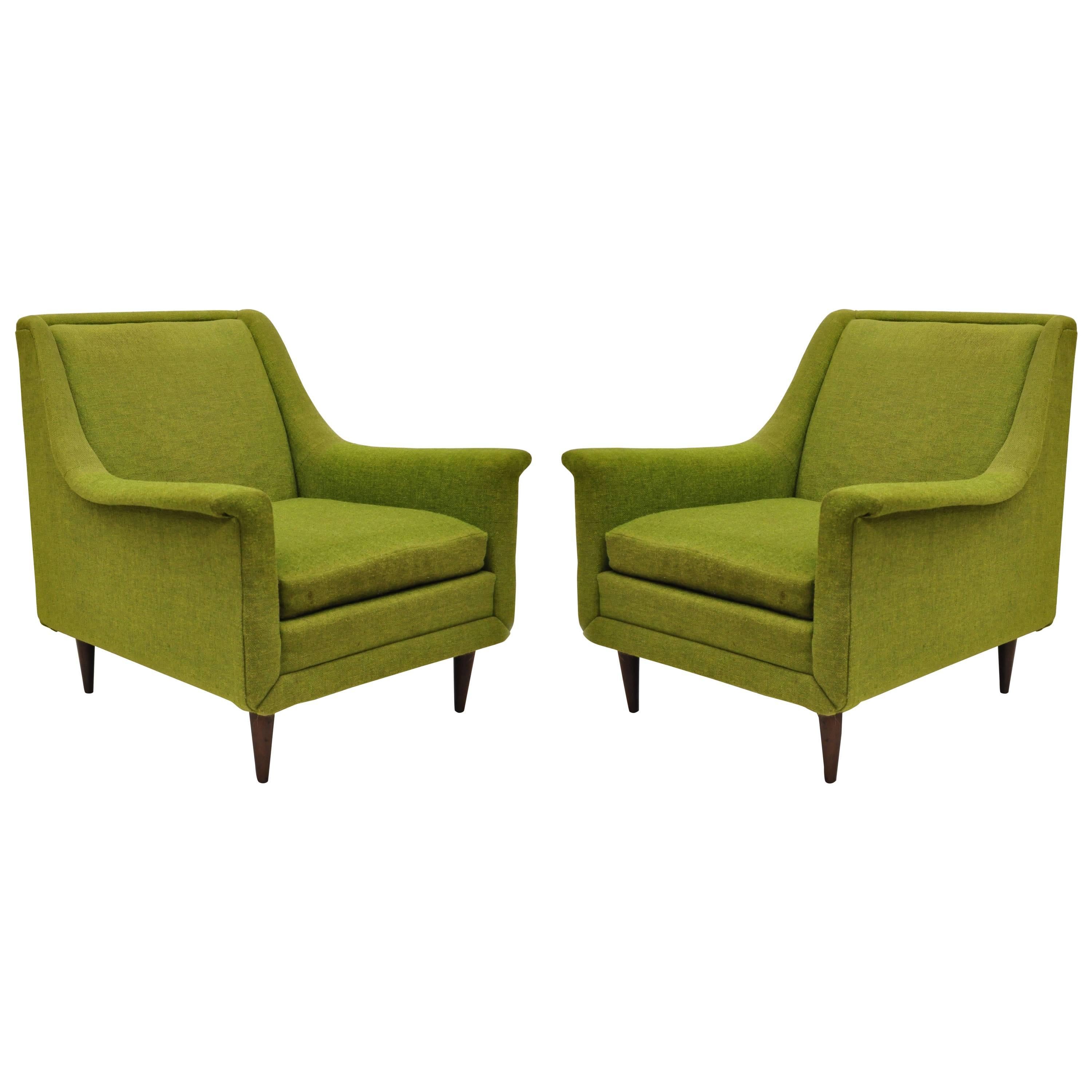 Pair of Kroehler Mid-Century Modern Sculptural Club Lounge Chairs after Pearsall