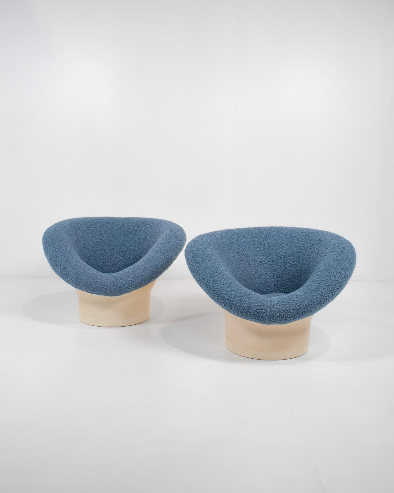 Pair of 'Krokus' Chairs by Lennart Bender for Ulferts AB, Sweden, Blue Bouclé 4