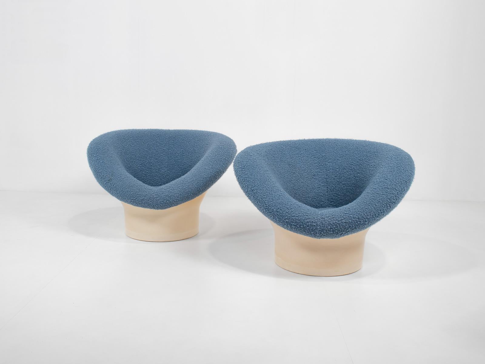 Pair of 'Krokus' Chairs by Lennart Bender for Ulferts AB, Sweden, Blue Bouclé 9