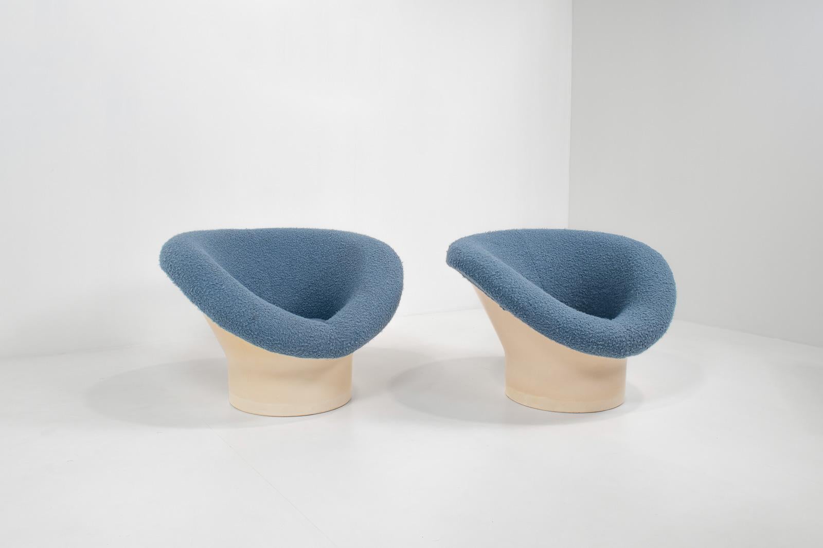 Fabric Pair of 'Krokus' Chairs by Lennart Bender for Ulferts AB, Sweden, Blue Bouclé