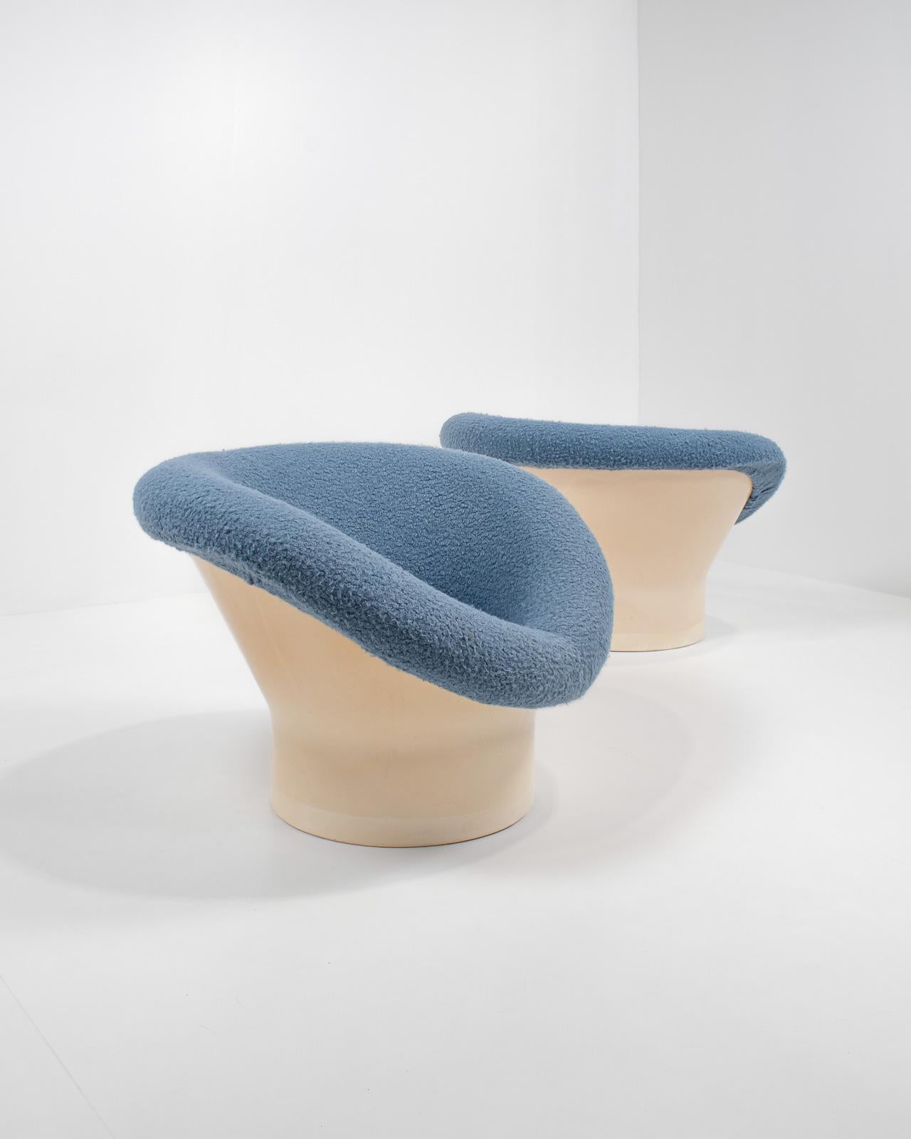 Pair of 'Krokus' Chairs by Lennart Bender for Ulferts AB, Sweden, Blue Bouclé 2