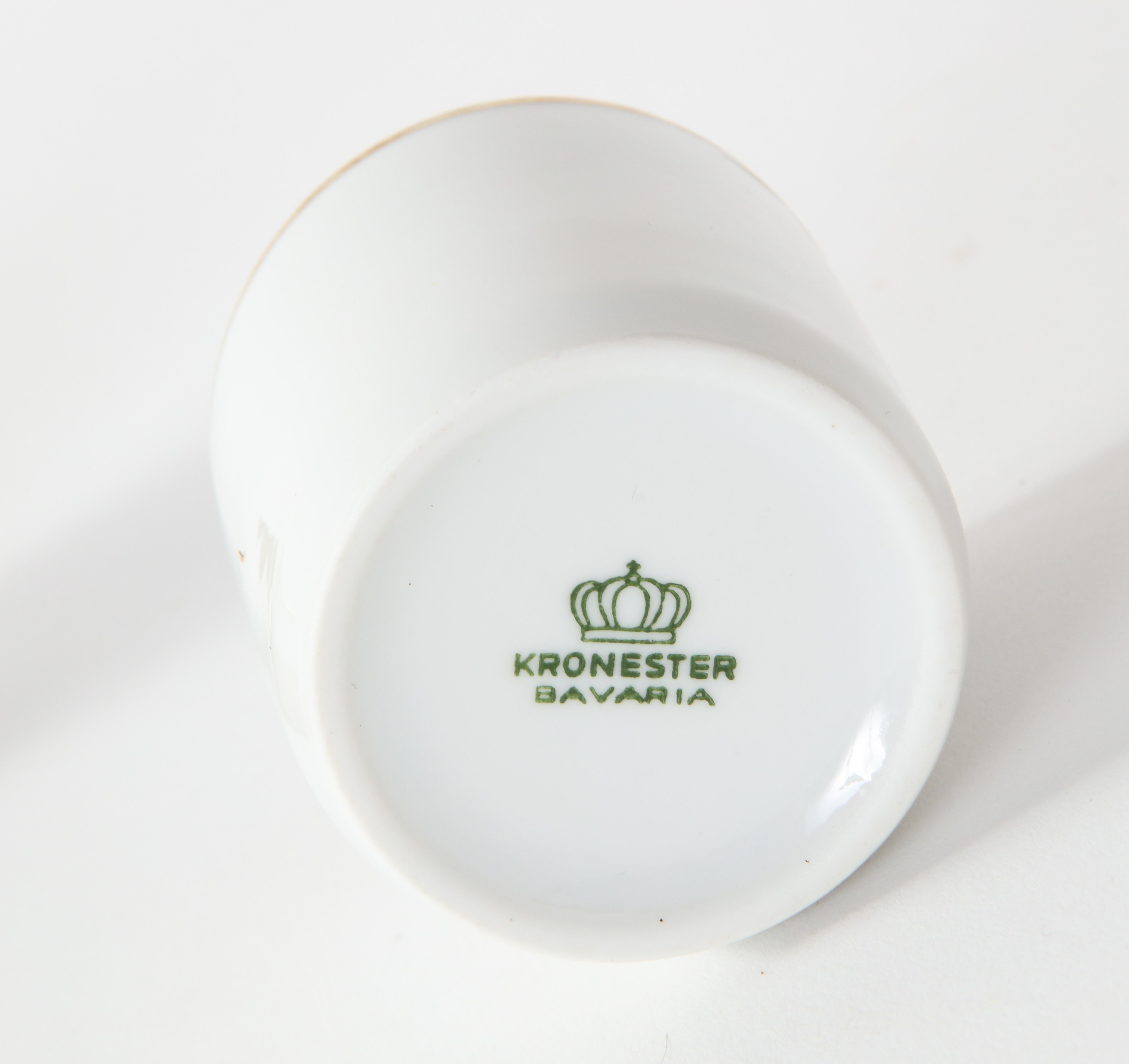 Pair of Kronester Bavaria Porcelain and Brass Demitasse Cups 1