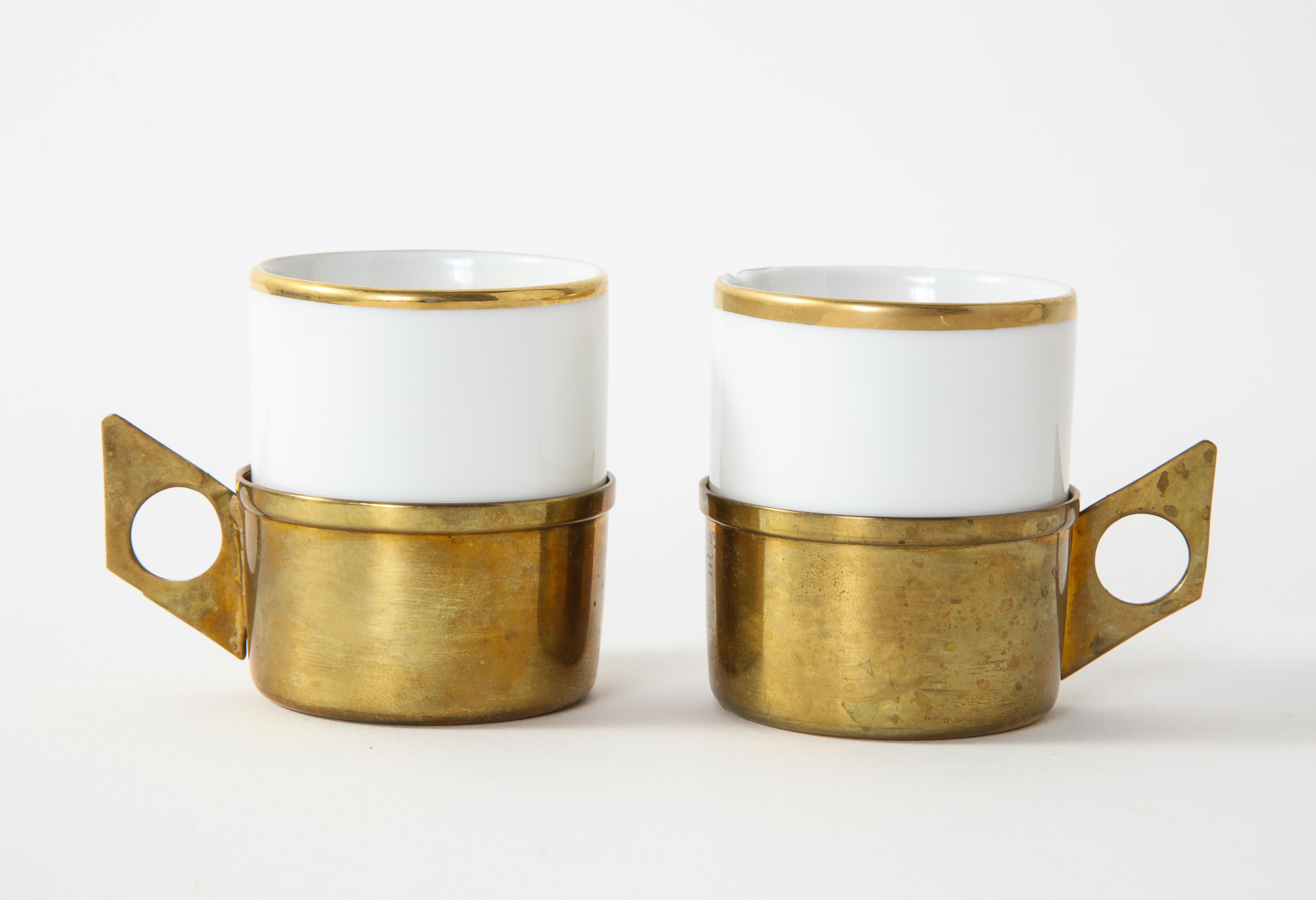 Pair of Kronester Bavaria Porcelain and Brass Demitasse Cups 2