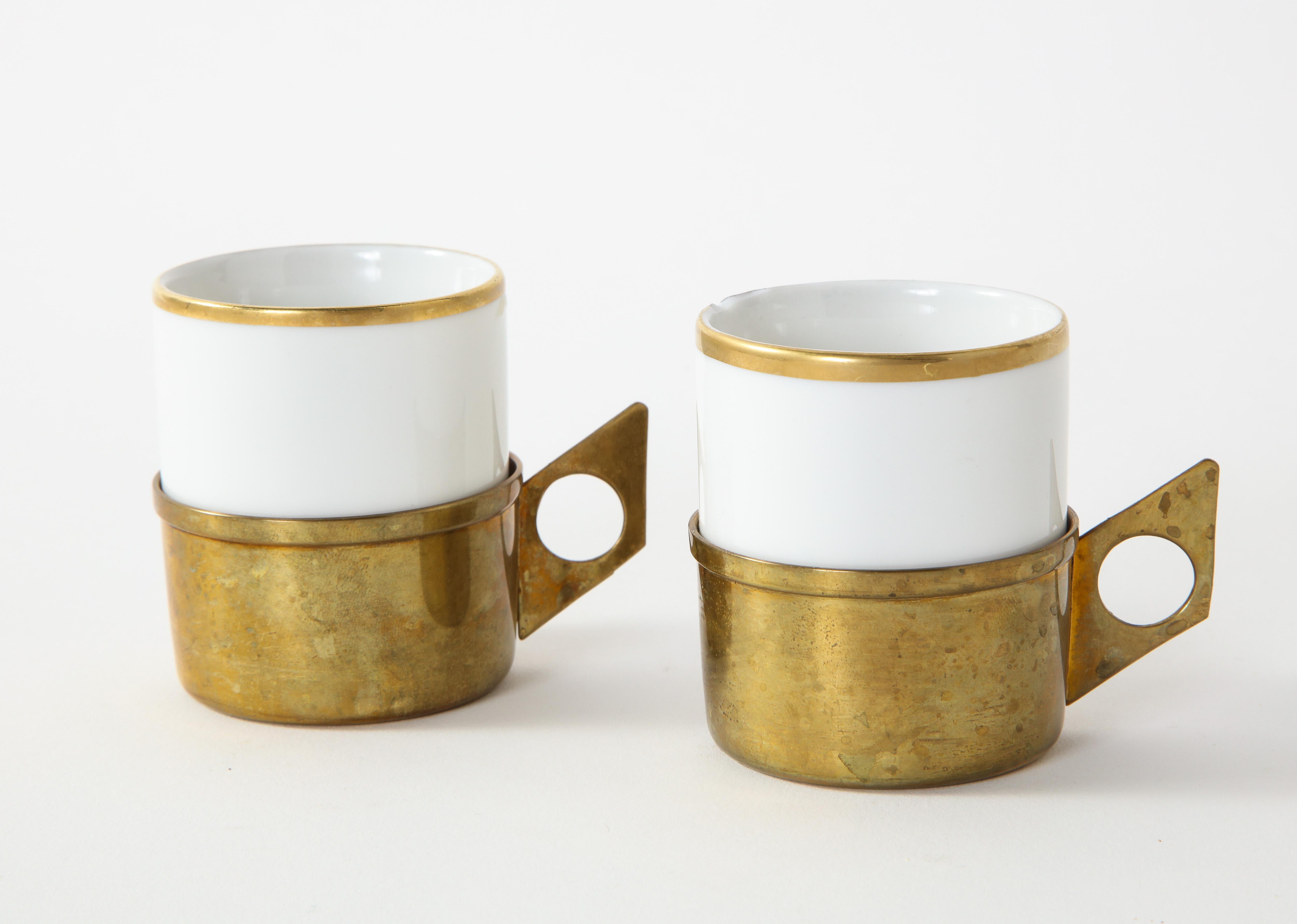Pair of Kronester Bavaria Porcelain and Brass Demitasse Cups 3