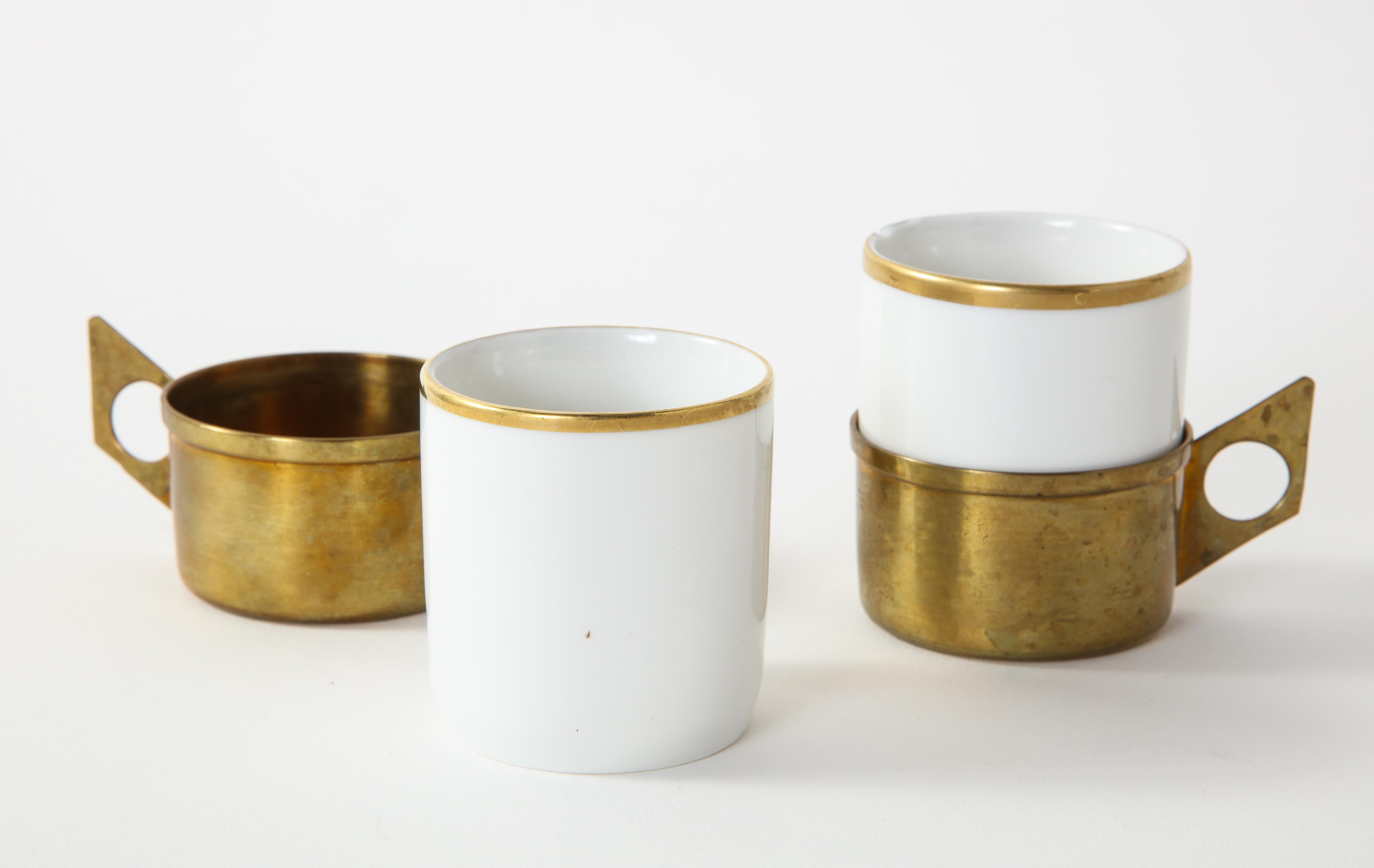 Pair of Kronester Bavaria Porcelain and Brass Demitasse Cups 4
