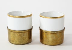 Pair of Kronester Bavaria Porcelain and Brass Demitasse Cups