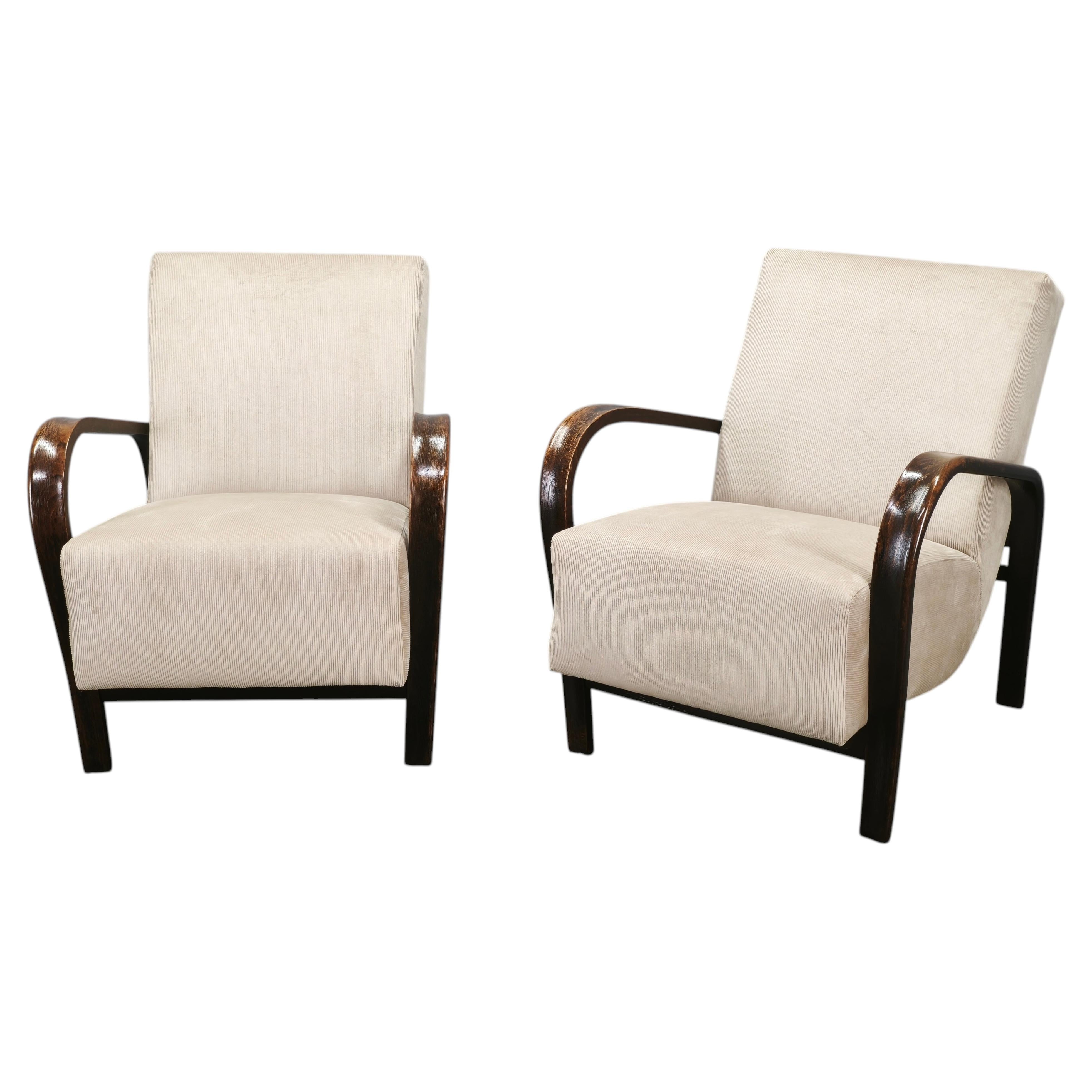 Pair of Kropáček & Kozelka Lounge Chairs for Interiér Praha, 1940s For Sale