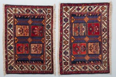 Hand-Knotted Pair of Kurdestan Rugs, Wool, Azerbaijan, Circa 1950