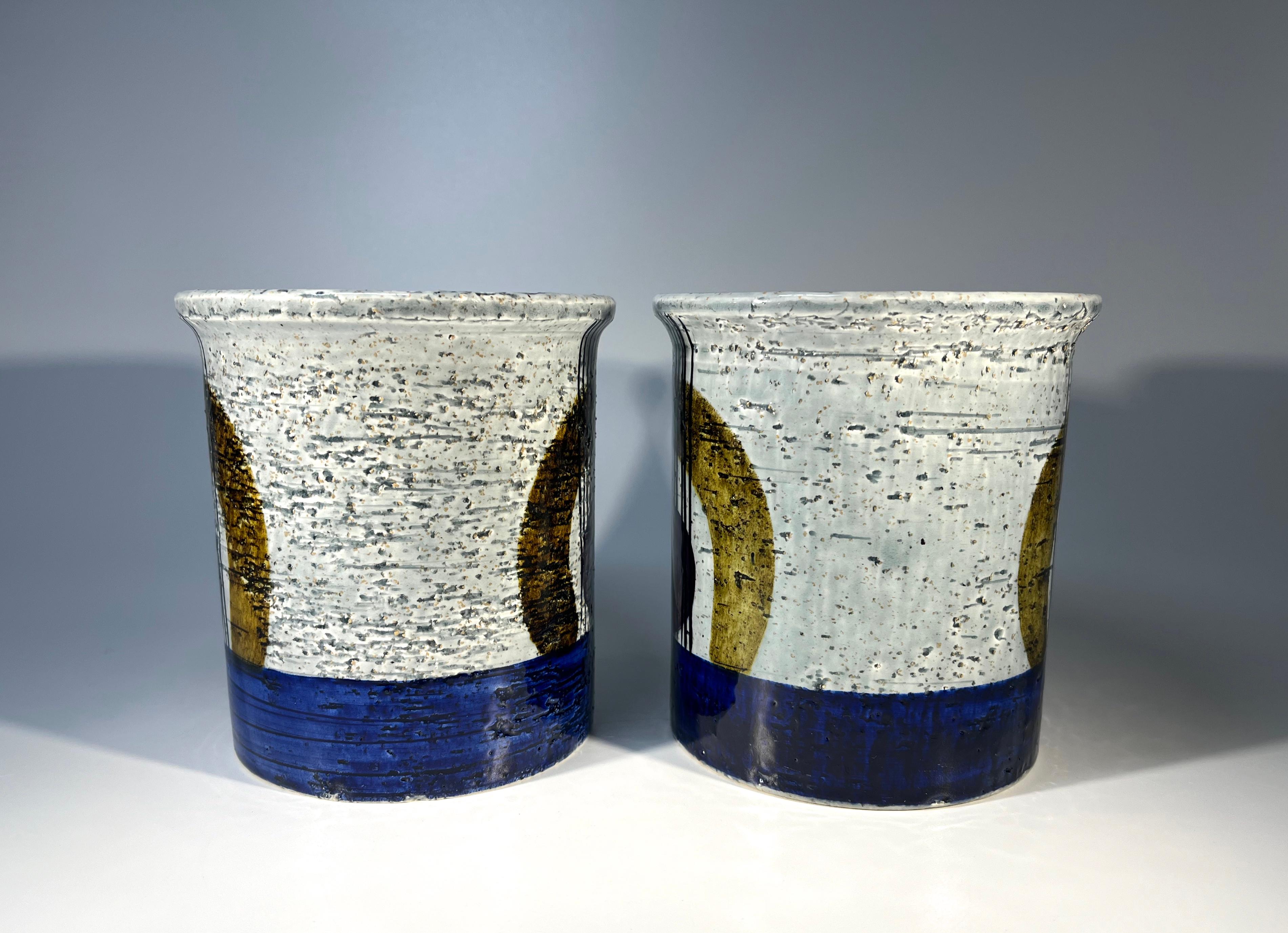 Mid-Century Modern Pair Of 'Kurbits' Stoneware Vases By Olle Alberius For Rörstrand, Sweden For Sale