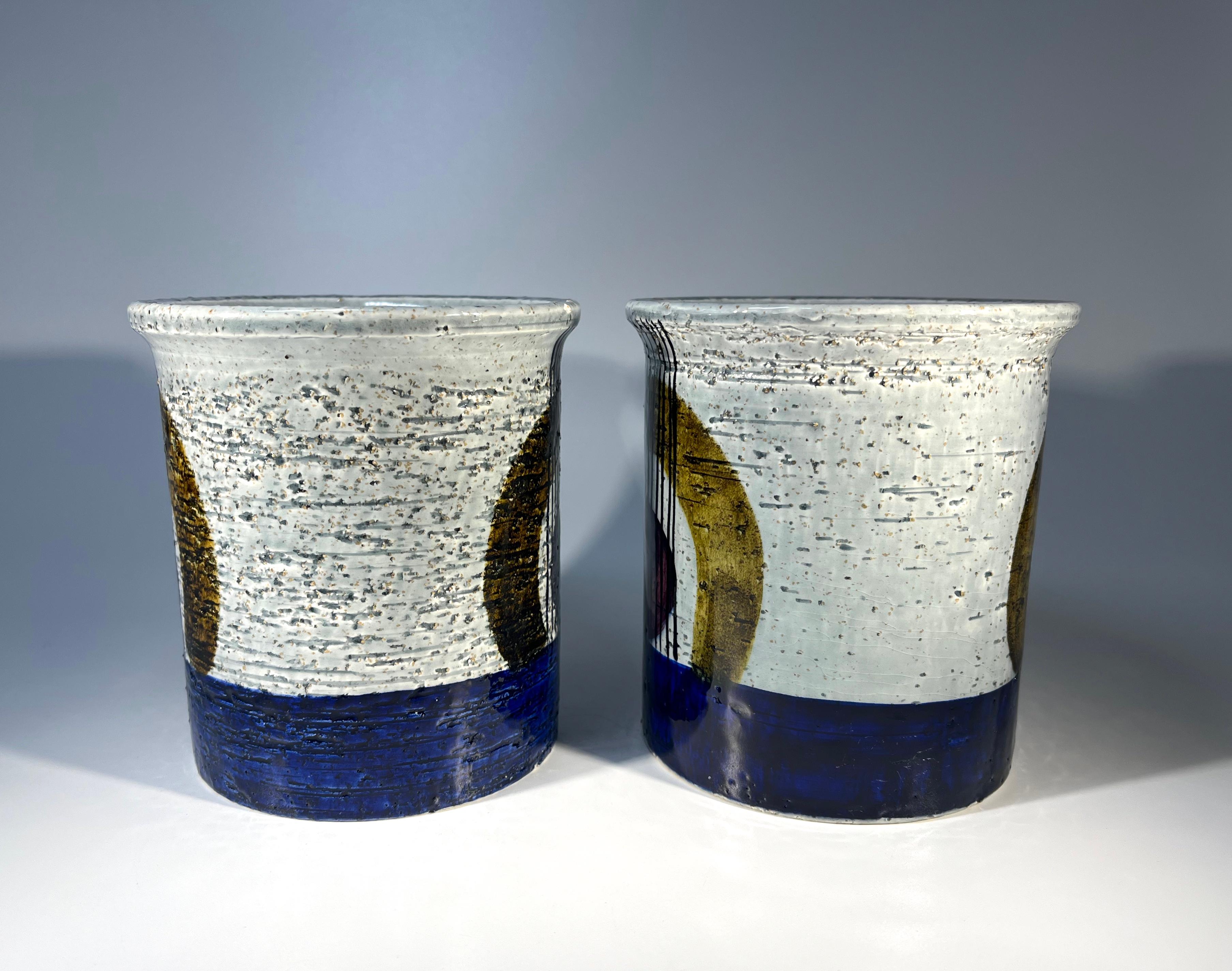 Glazed Pair Of 'Kurbits' Stoneware Vases By Olle Alberius For Rörstrand, Sweden For Sale