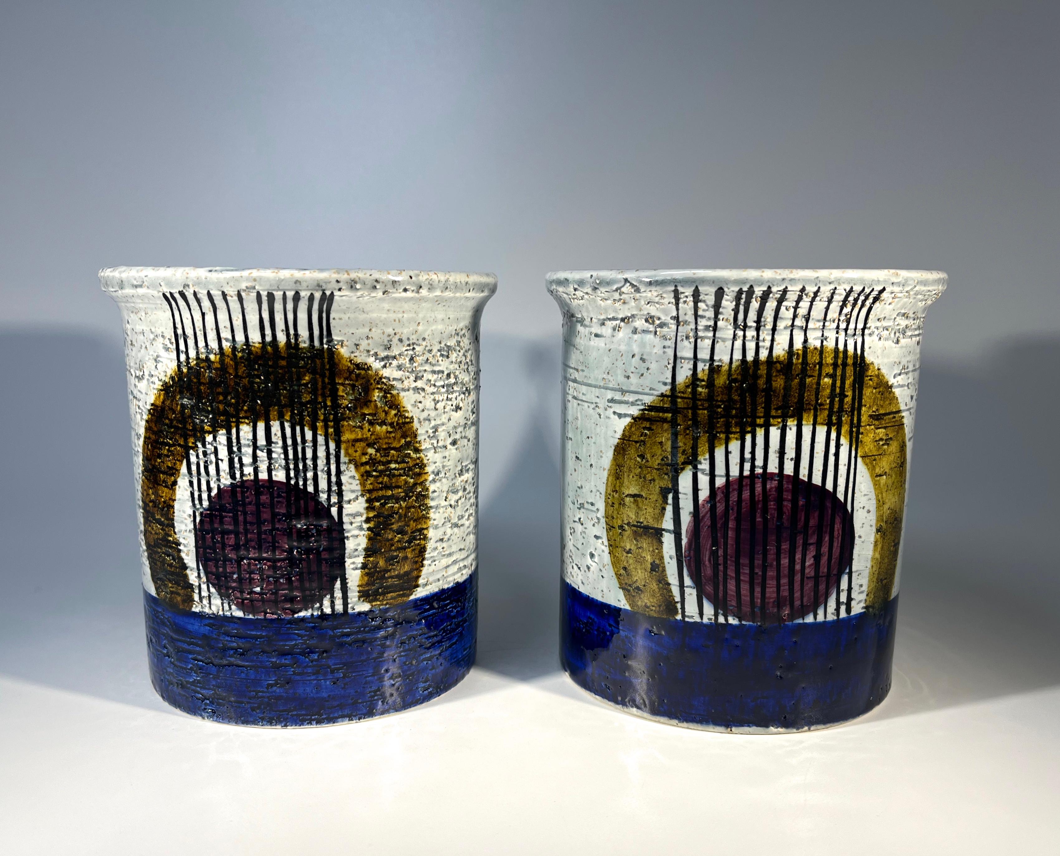 20th Century Pair Of 'Kurbits' Stoneware Vases By Olle Alberius For Rörstrand, Sweden For Sale