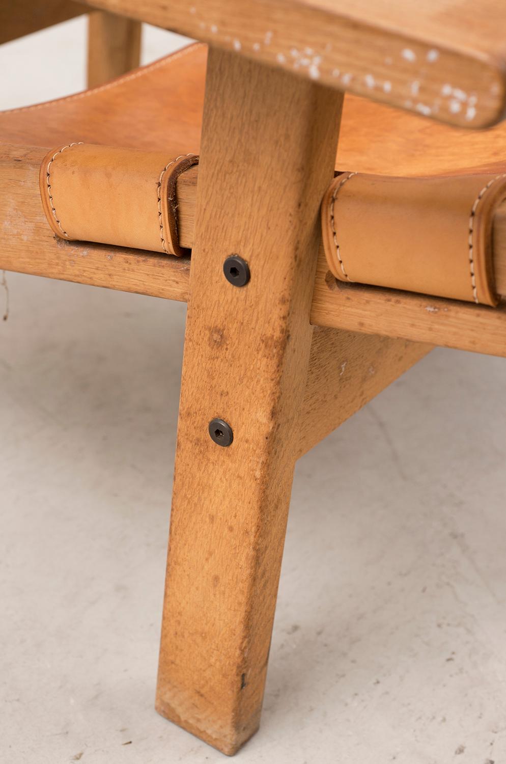 Pair of Kurt Ostervig Hunting Chairs in Oak and Leather, Denmark, 1960s 2