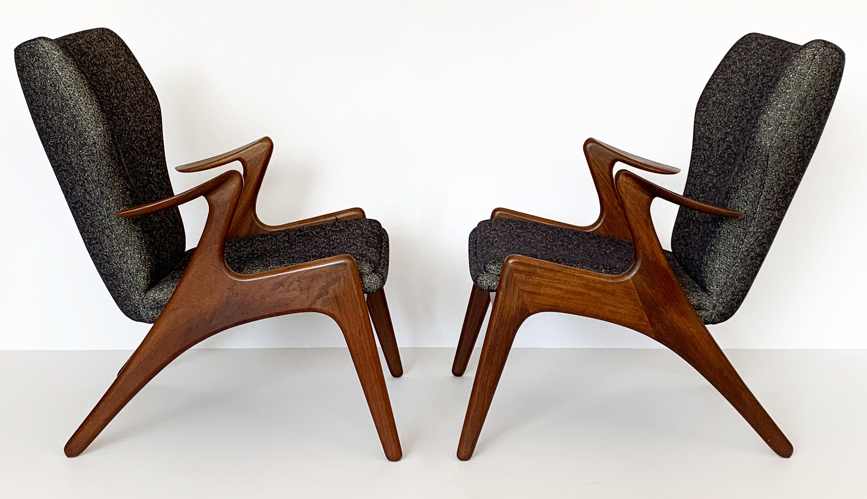 Carved Pair of Kurt Ostervig Sculptural Lounge Chairs