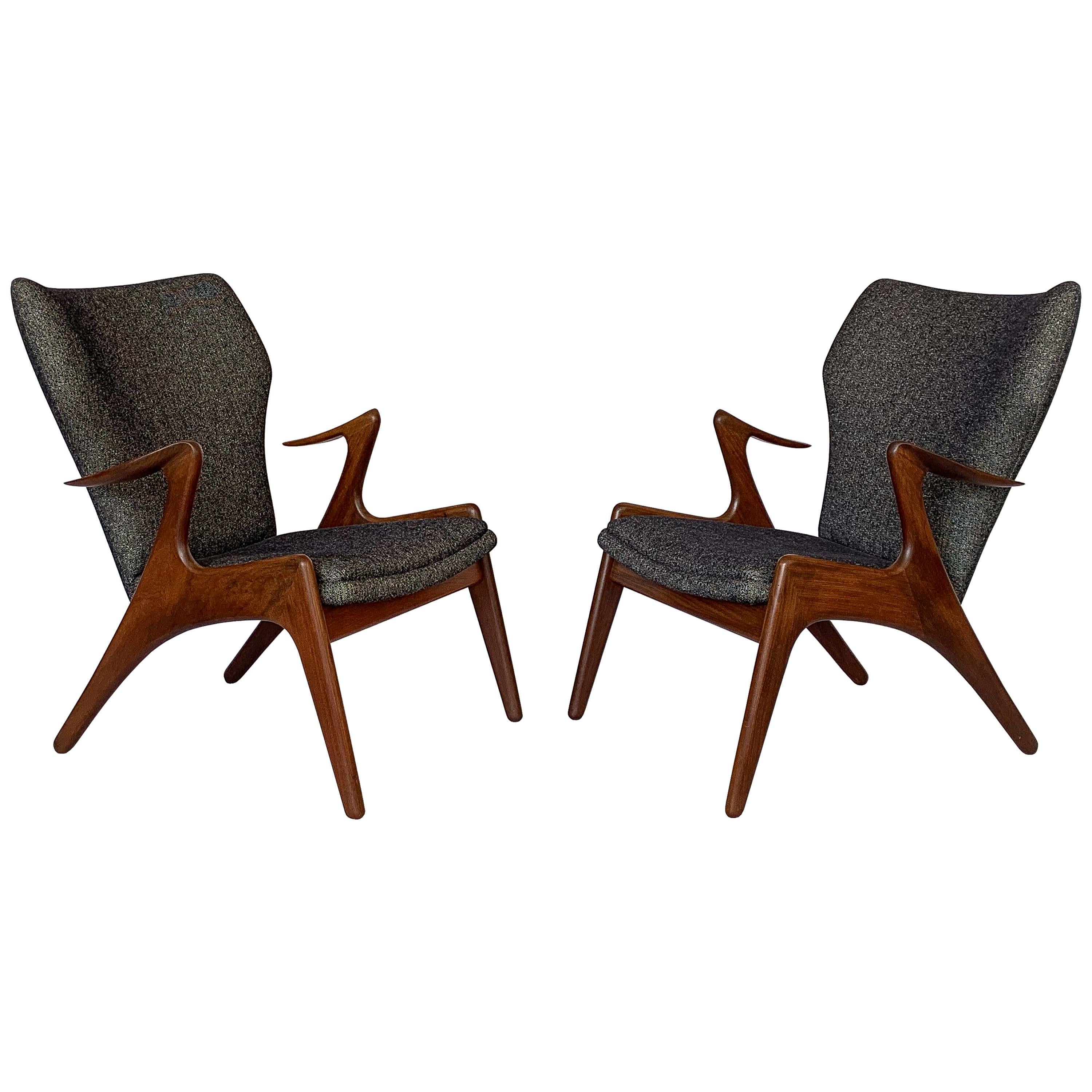 Pair of Kurt Ostervig Sculptural Lounge Chairs