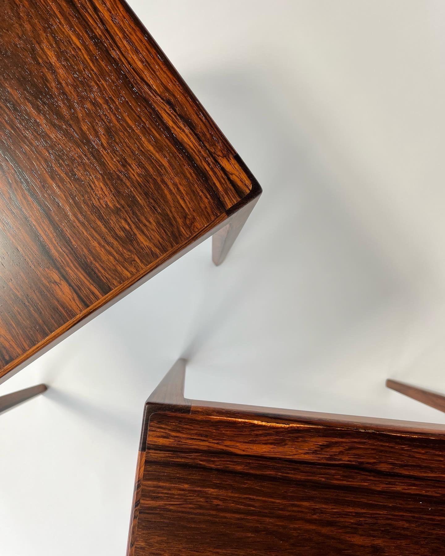 Danish Pair of Kurt Ostervig Side Tables Rosewood Denmark 1960s Nesting Tables