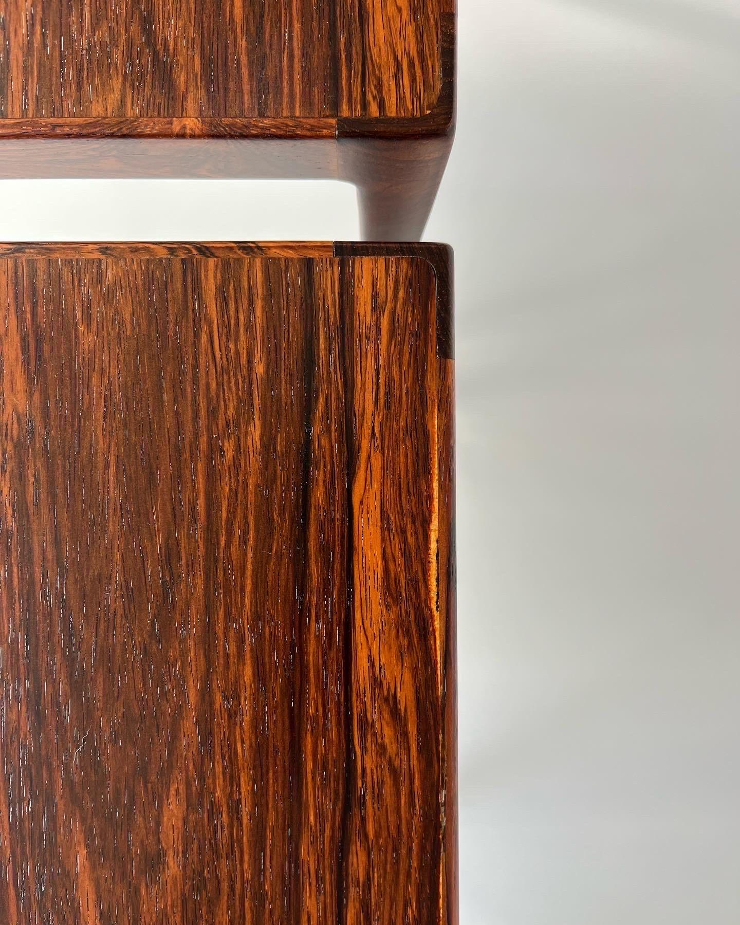 Hand-Crafted Pair of Kurt Ostervig Side Tables Rosewood Denmark 1960s Nesting Tables  For Sale
