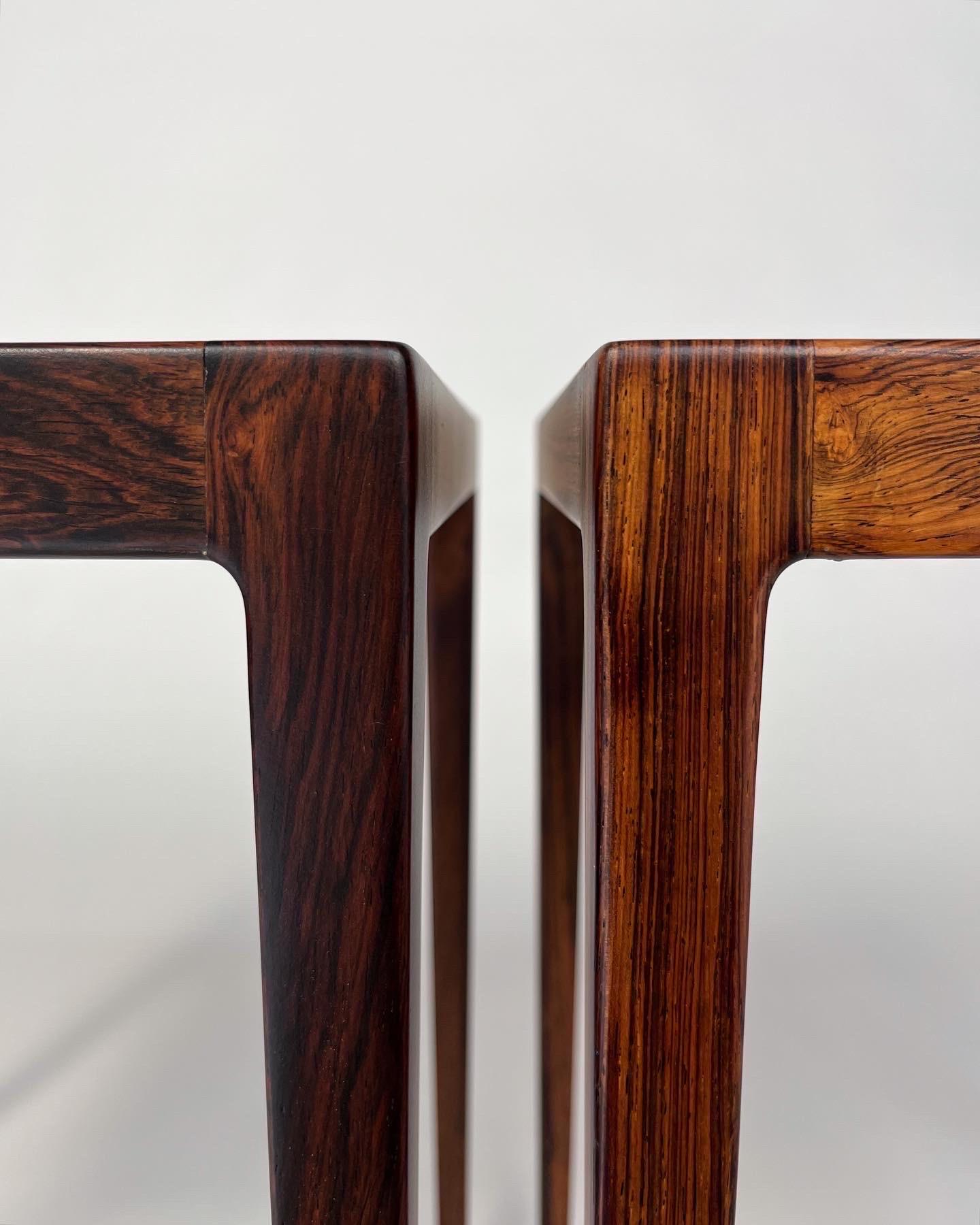 Mid-20th Century Pair of Kurt Ostervig Side Tables Rosewood Denmark 1960s Nesting Tables  For Sale